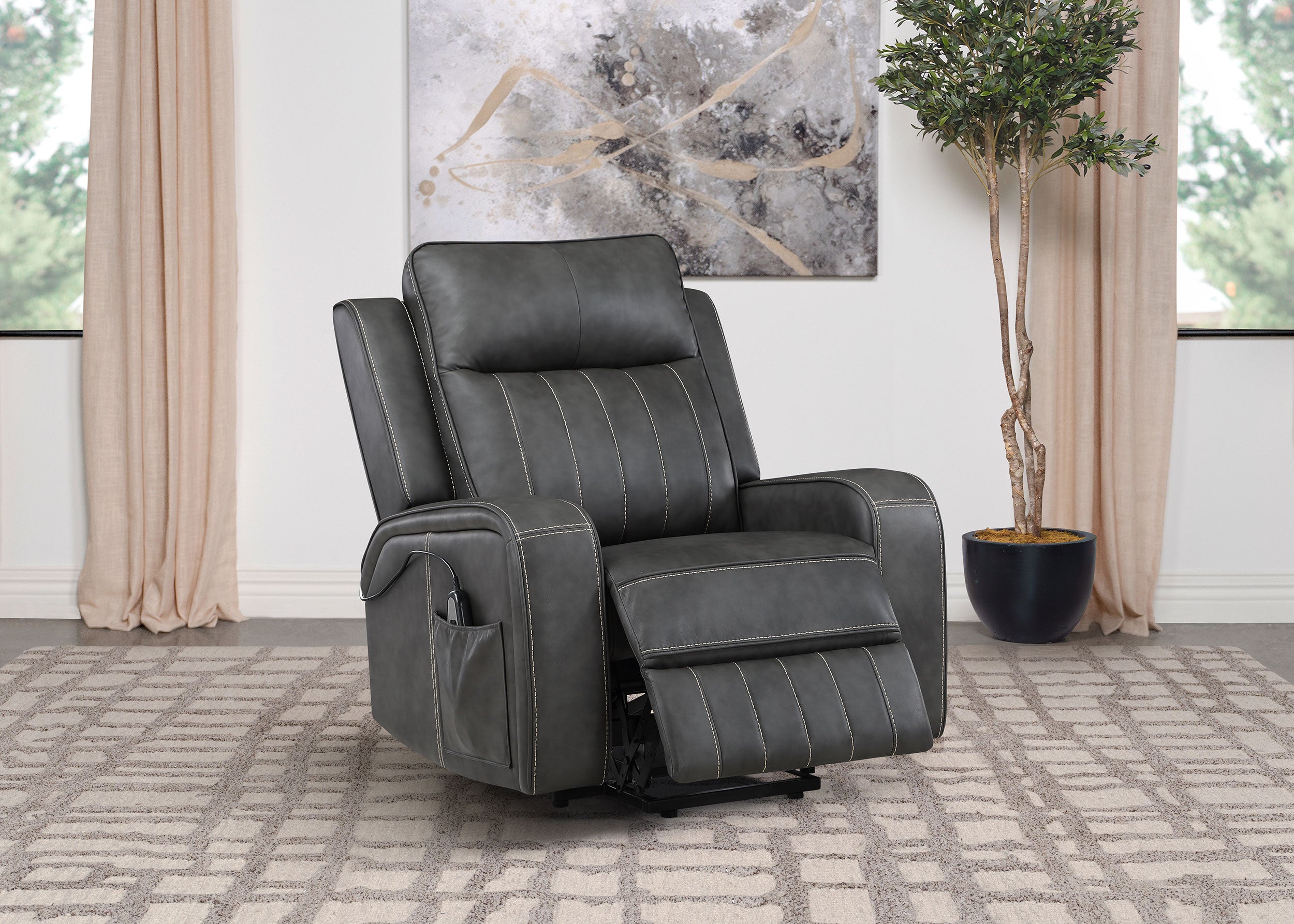 Raelynn Upholstered Power Lift Recliner Chair Grey - MyWaynesHome #