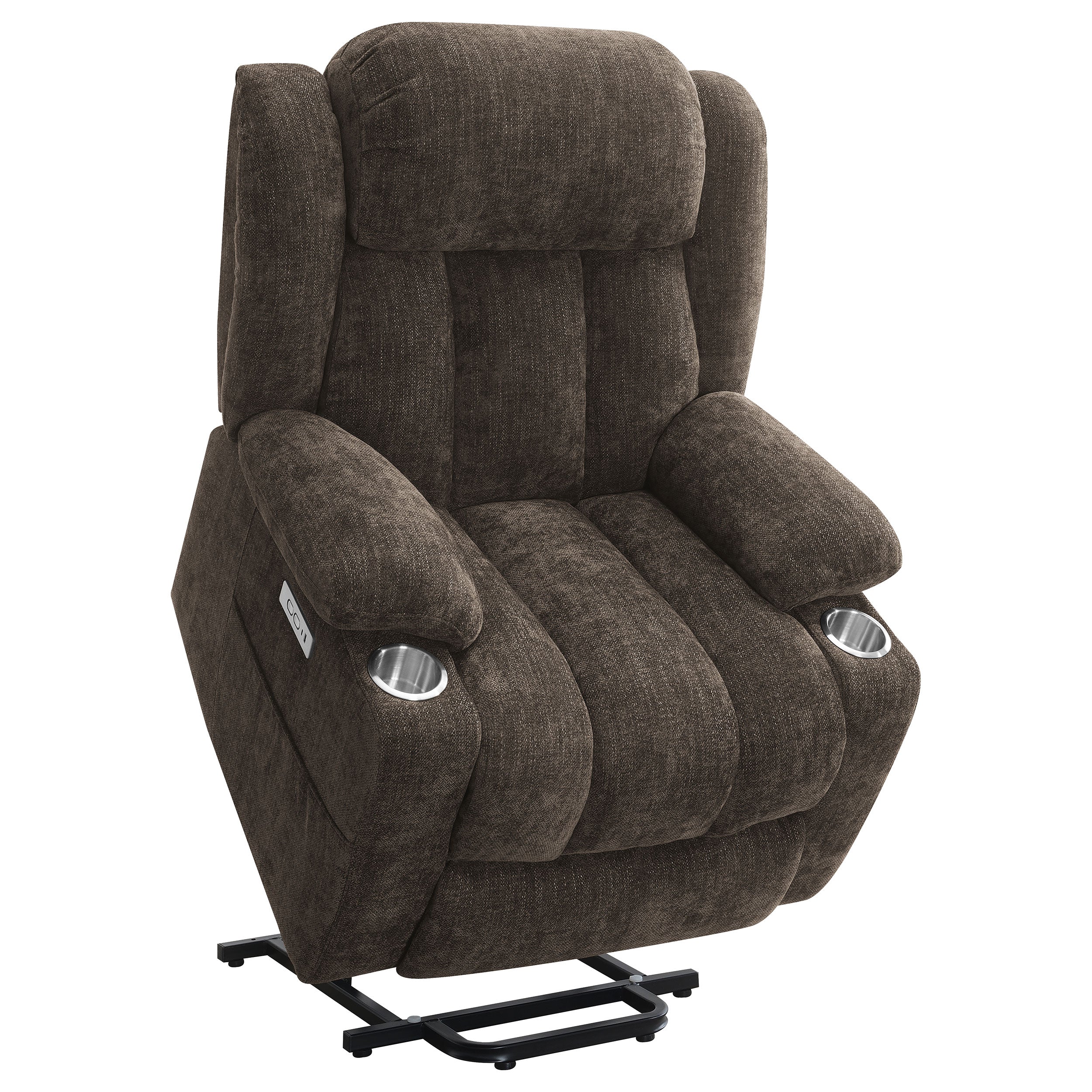 Houston Upholstered Power Lift Recliner Chair Dark Brown - MyWaynesHome #