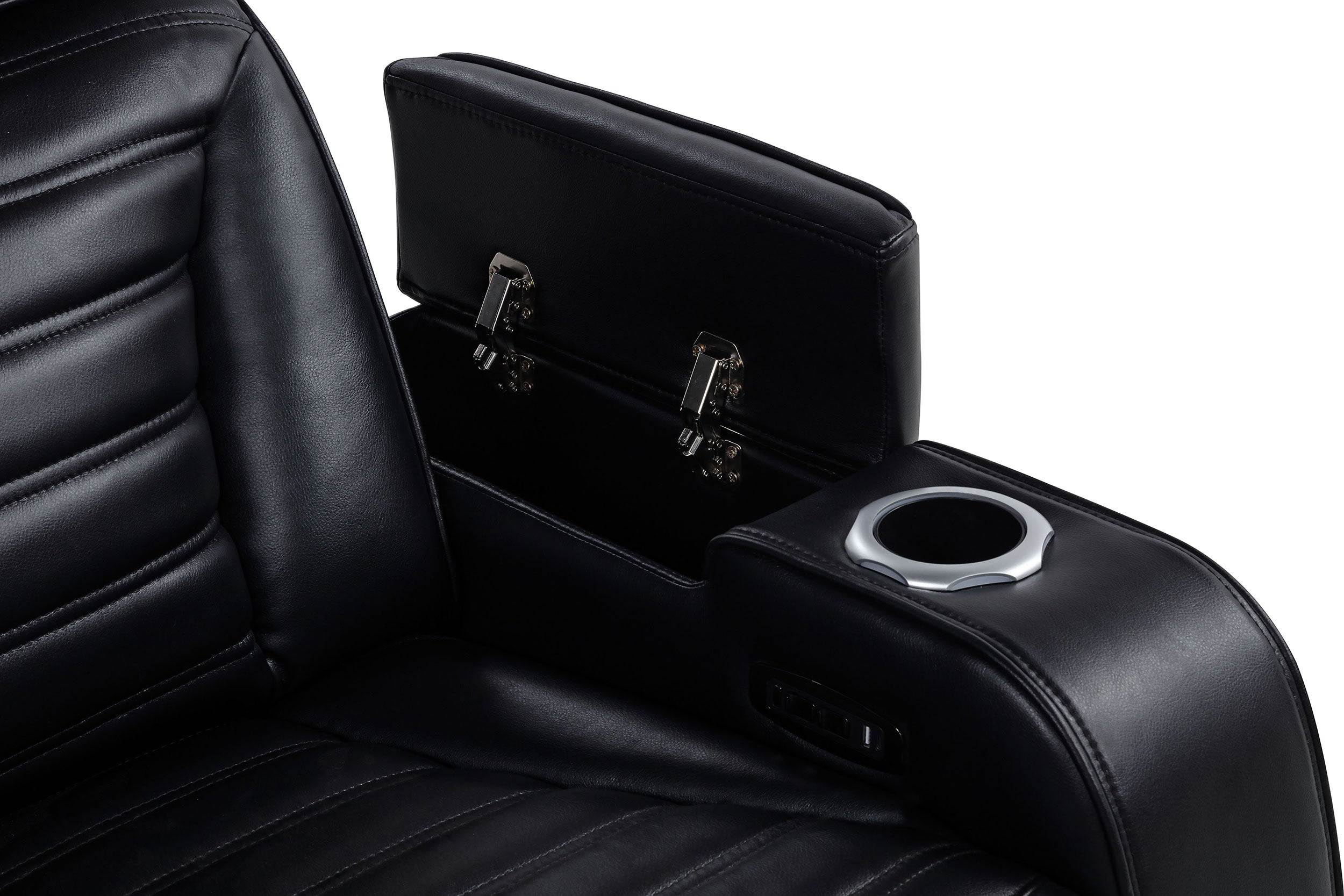Zuma Faux Leather Dual Power Reclining Led Loveseat Black