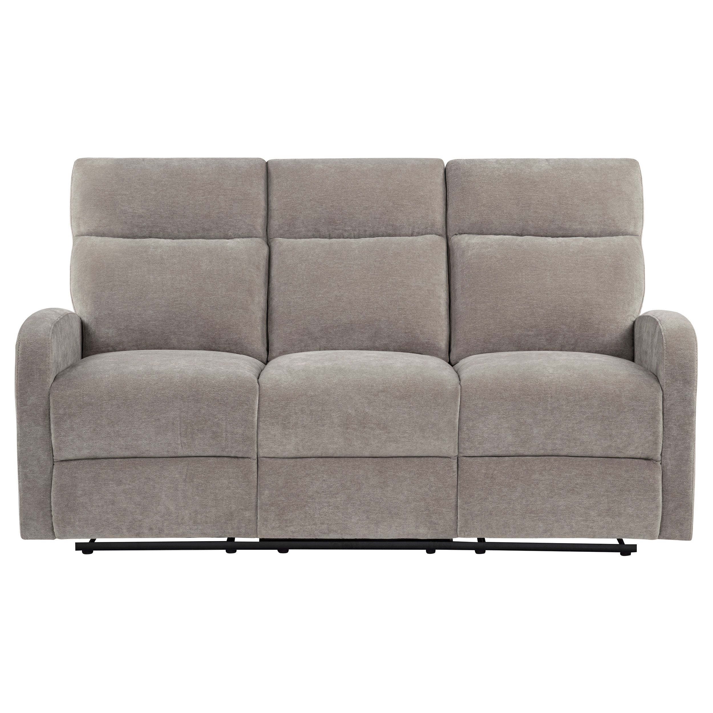 Hamilton Chenille Upholstered Manual Reclining Sofa Sand