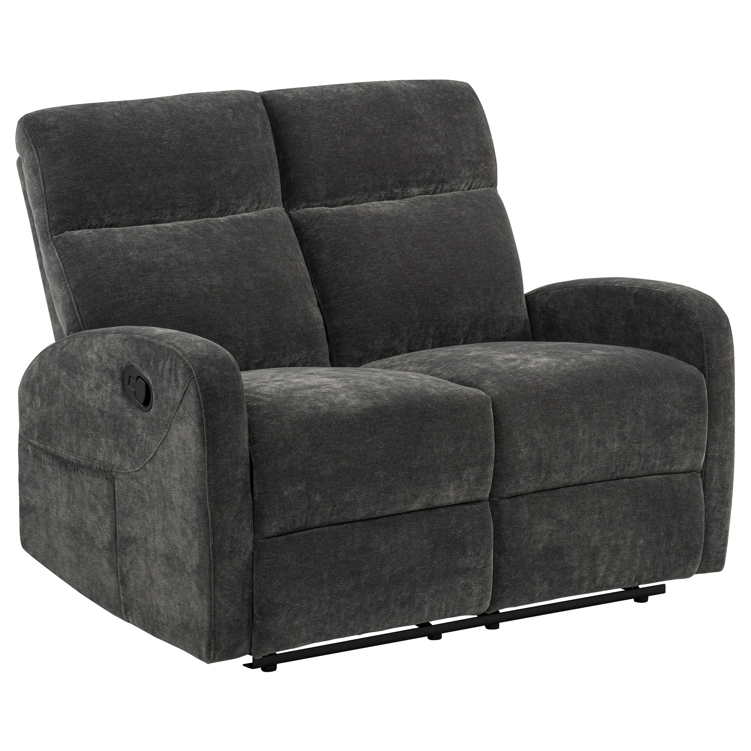 Hamilton Chenille Upholstered Manual Reclining Loveseat Charcoal Grey