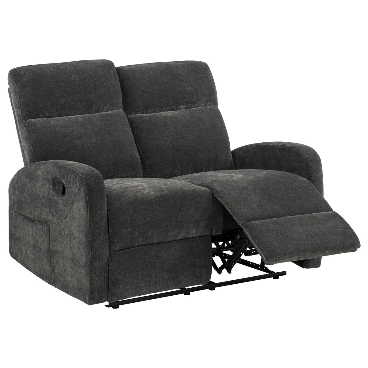 Hamilton Chenille Upholstered Manual Reclining Loveseat Charcoal Grey