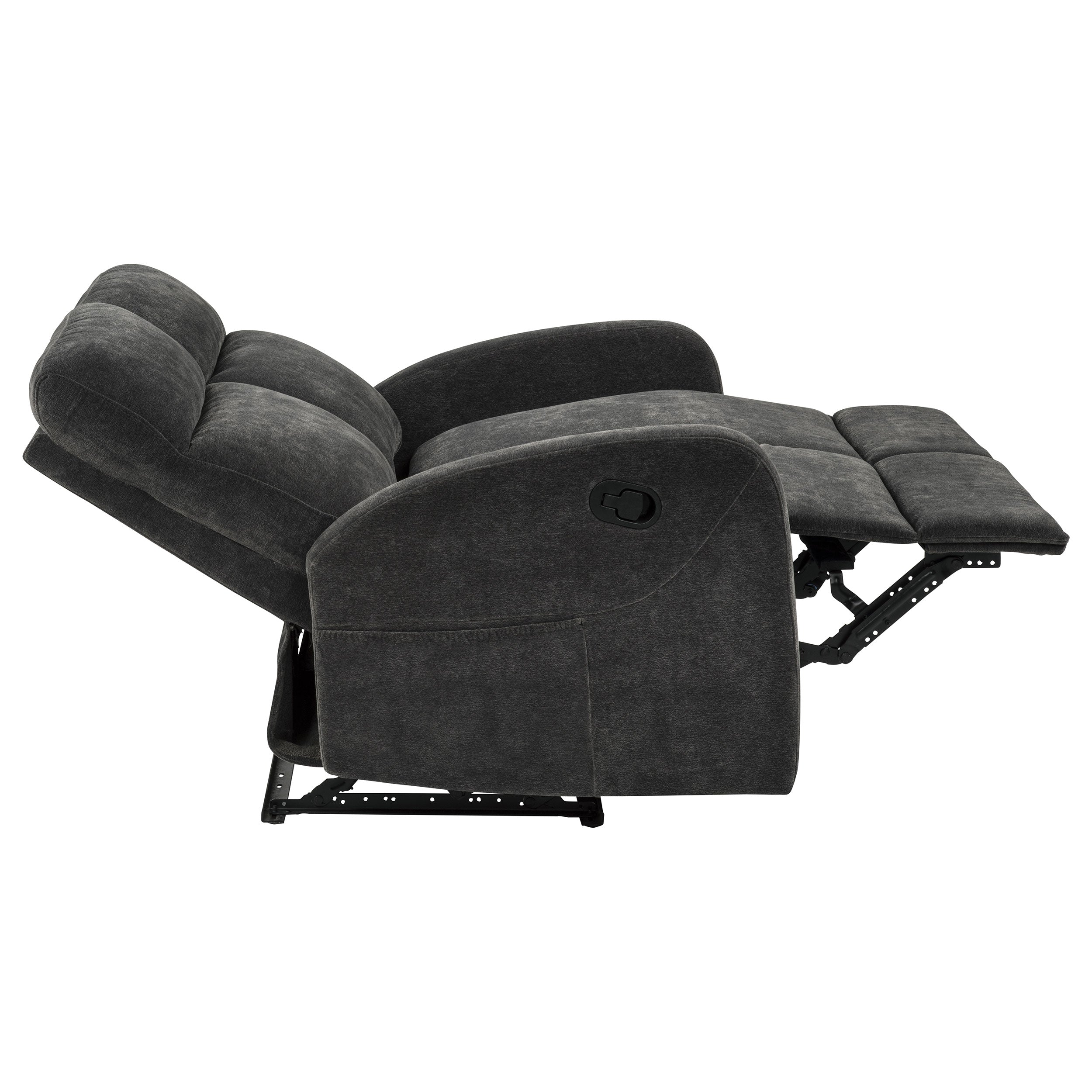 Hamilton Chenille Upholstered Manual Reclining Loveseat Charcoal Grey