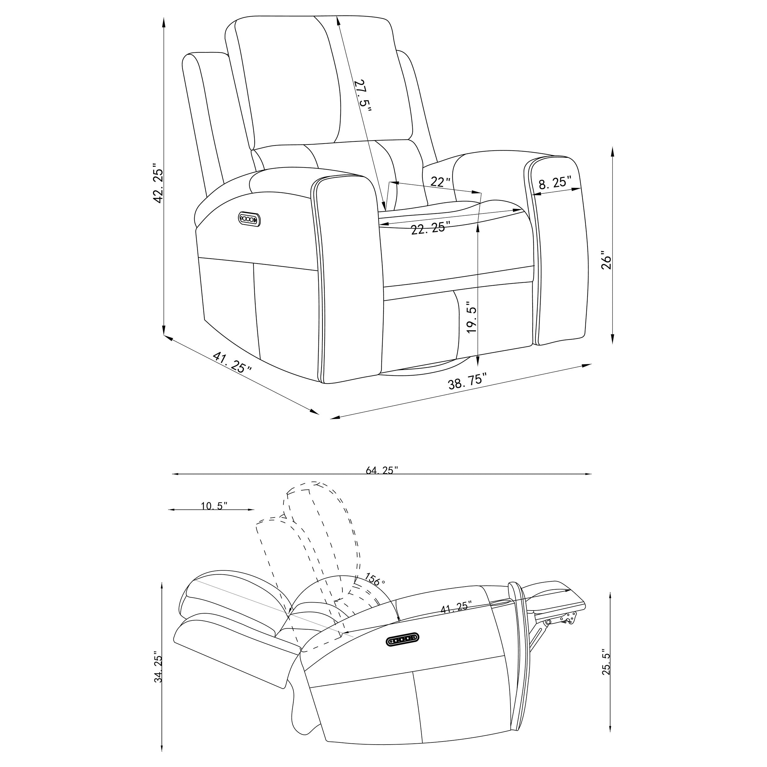 Brickston Triple Power Swivel Glider Recliner Charcoal