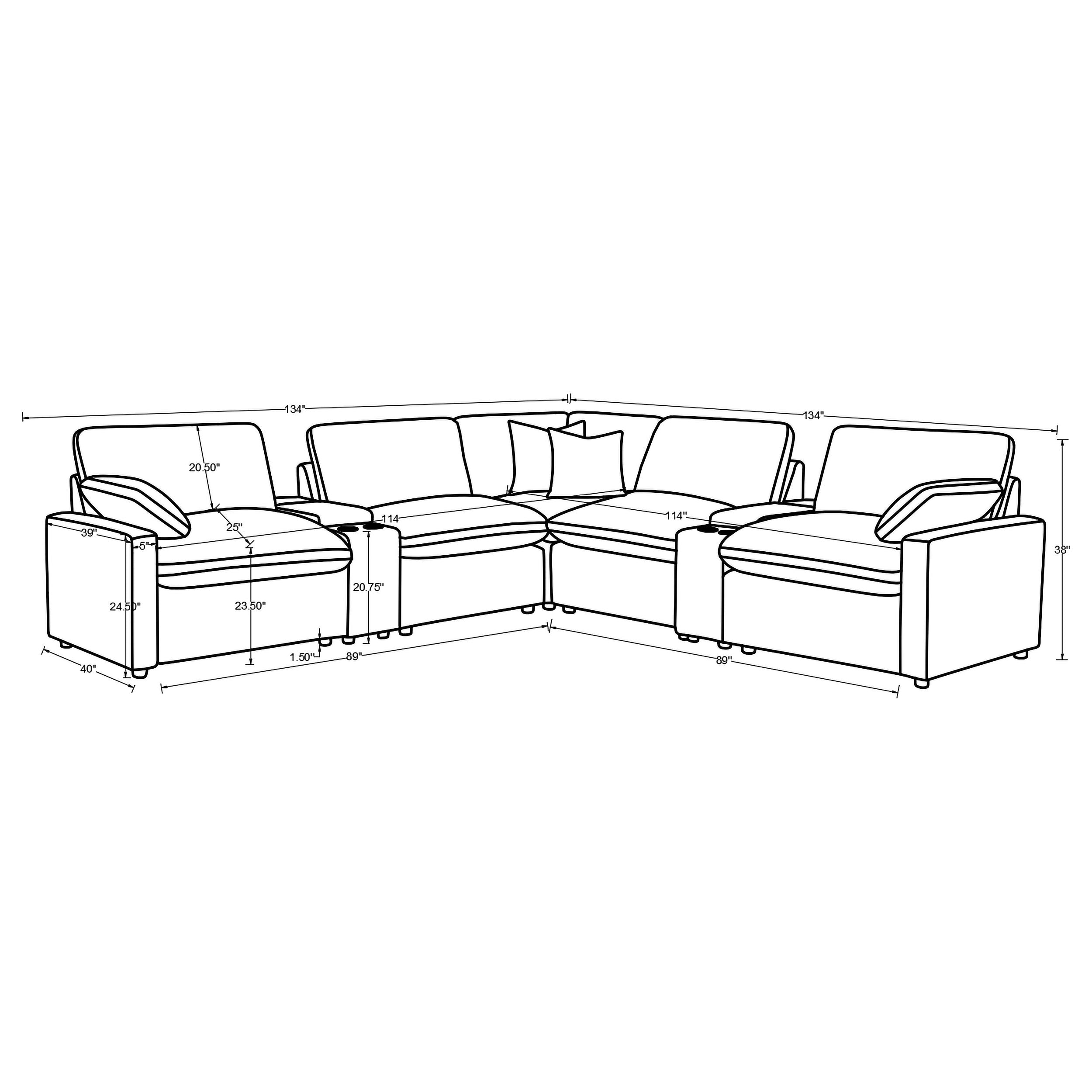 Collins 7-piece Modular Power Reclining Sectional Grey