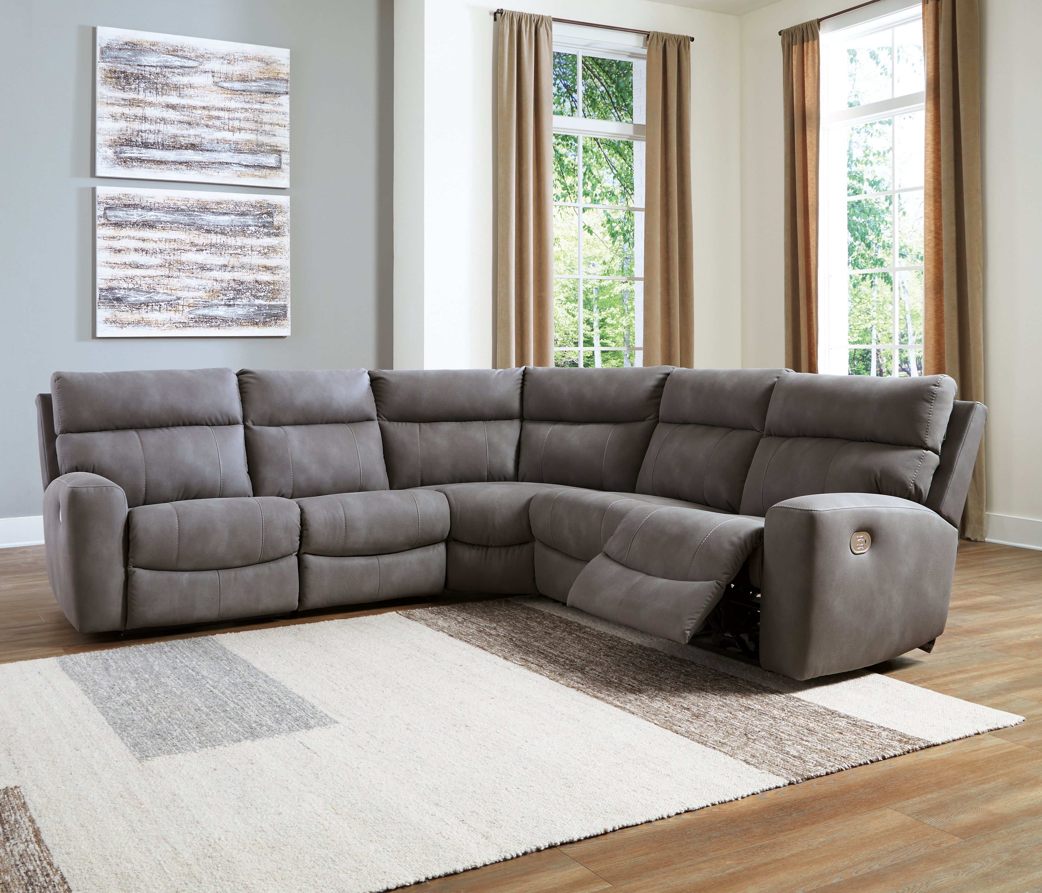Next-Gen DuraPella 5-Piece Power Reclining Sectional - MyWaynesHome #