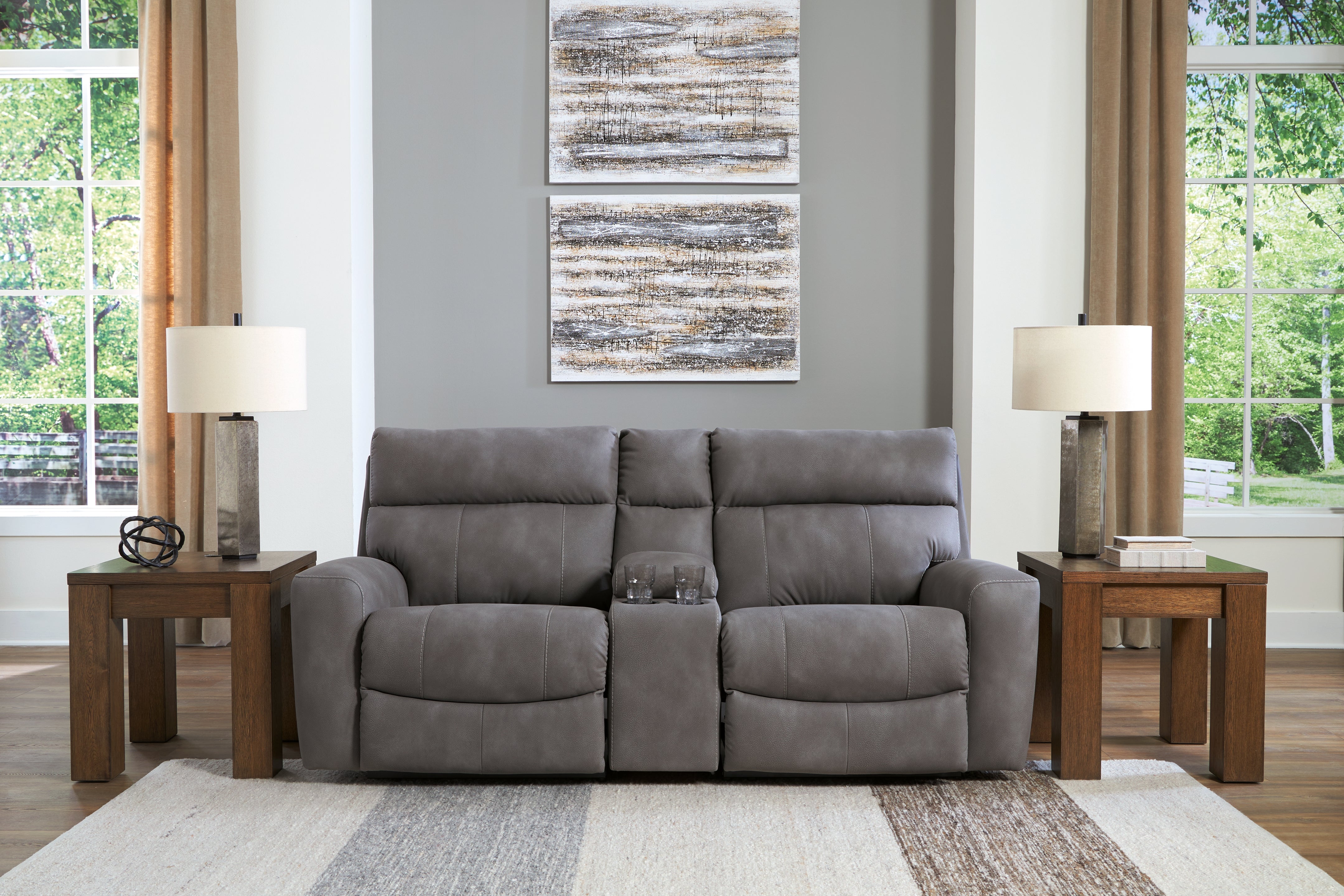Next-Gen DuraPella 3-Piece Power Reclining Sectional Loveseat with Console - MyWaynesHome #