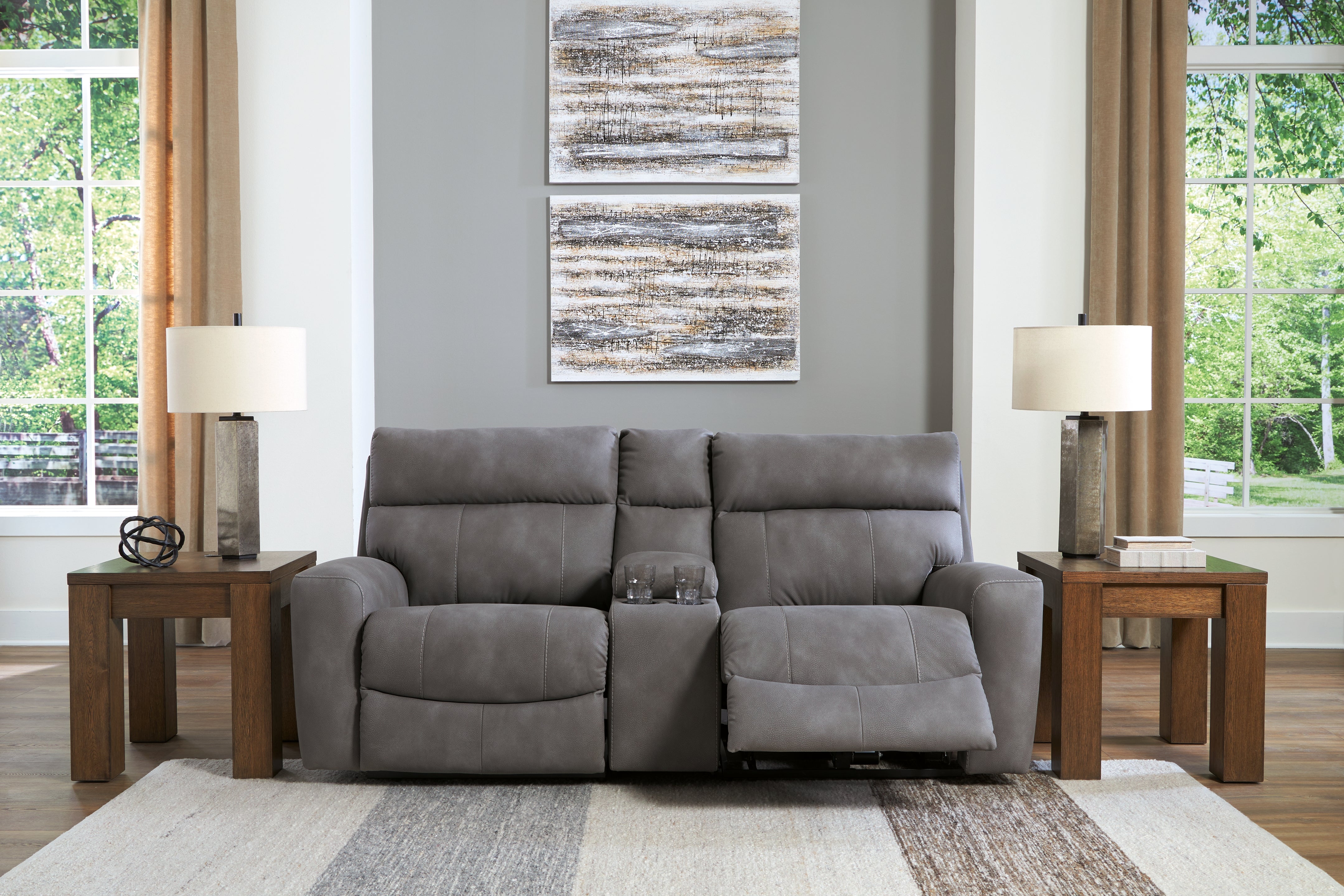 Next-Gen DuraPella 3-Piece Power Reclining Sectional Loveseat with Console - MyWaynesHome #