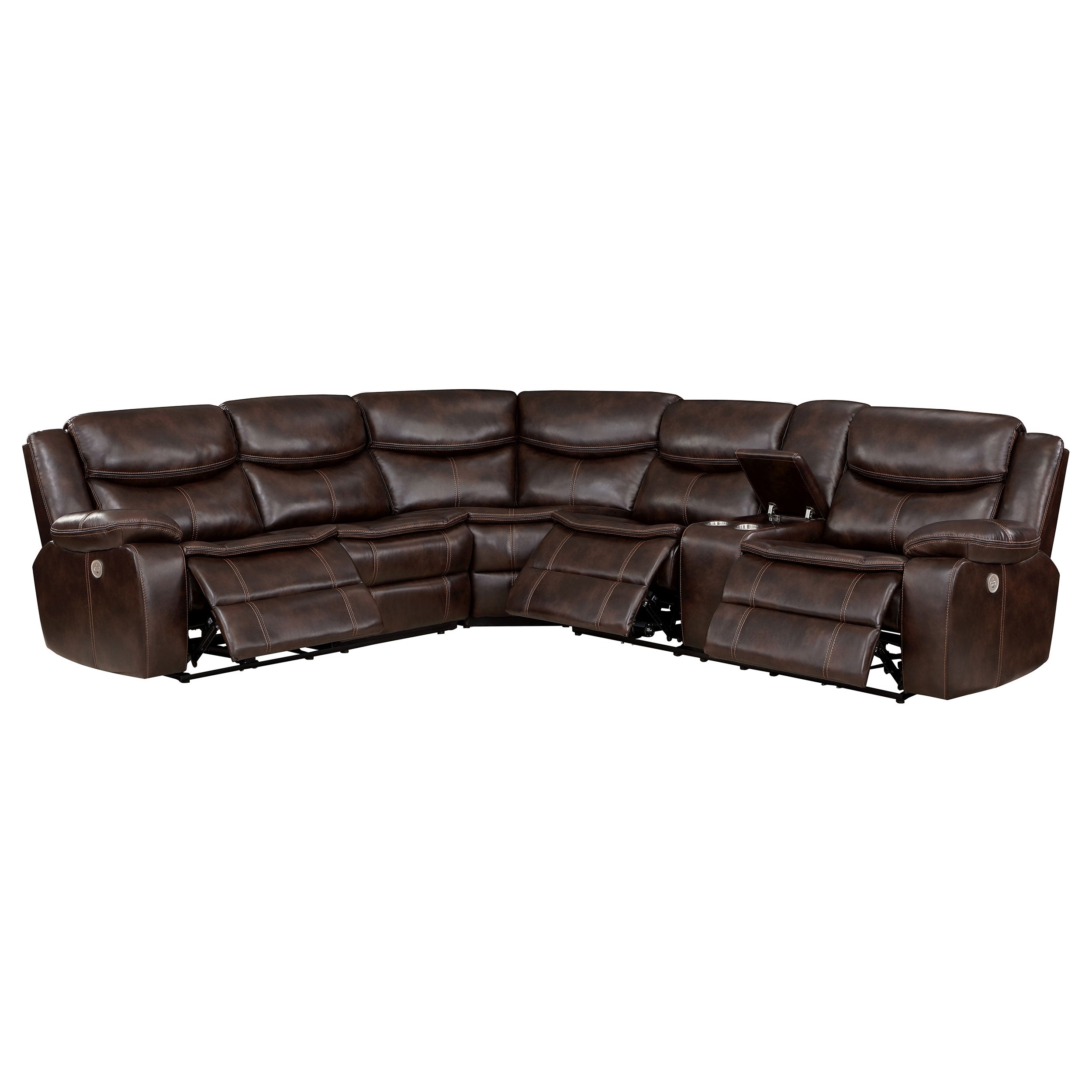Sycamore Upholstered Power Reclining Sectional Sofa Brown - MyWaynesHome #
