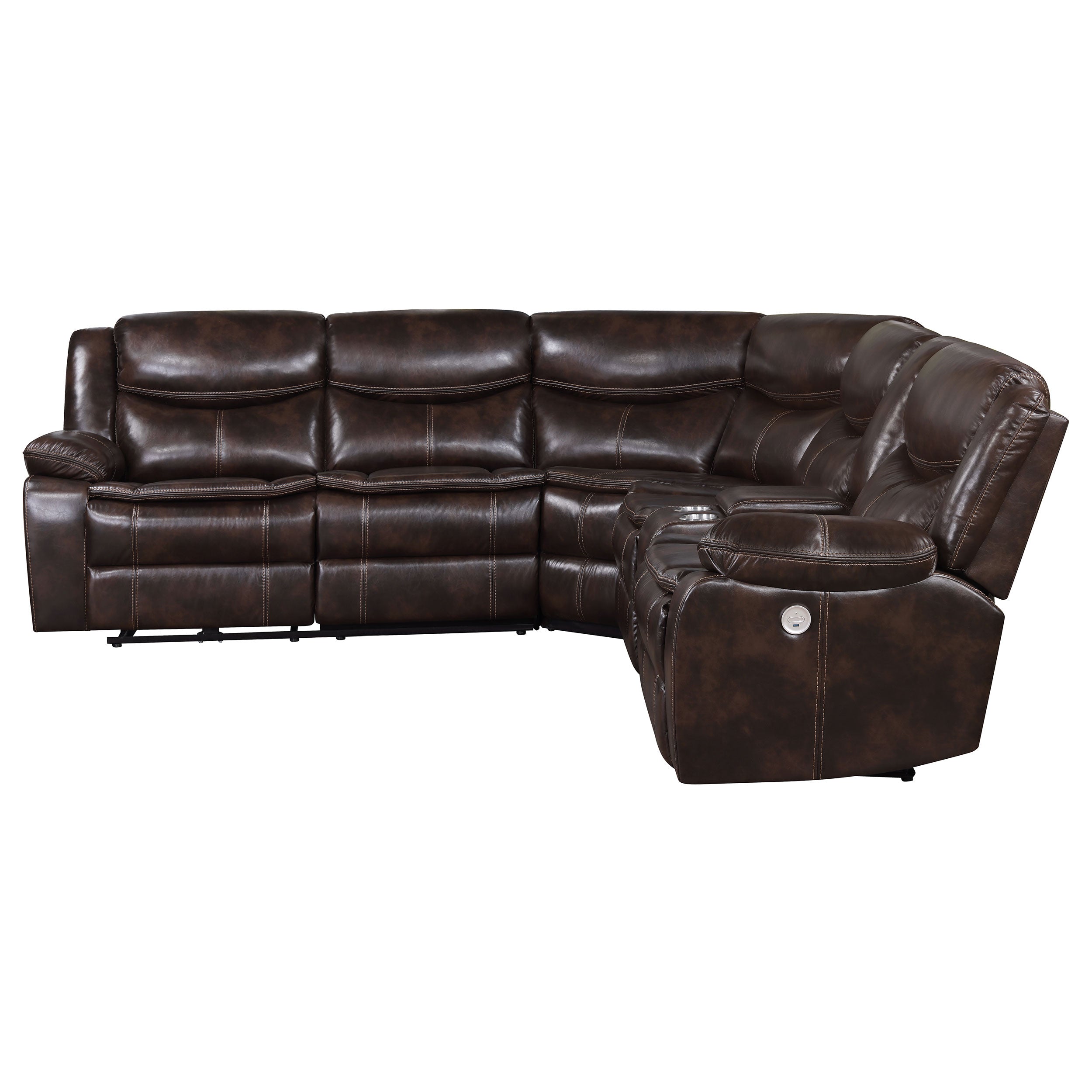 Sycamore Upholstered Power Reclining Sectional Sofa Brown - MyWaynesHome #