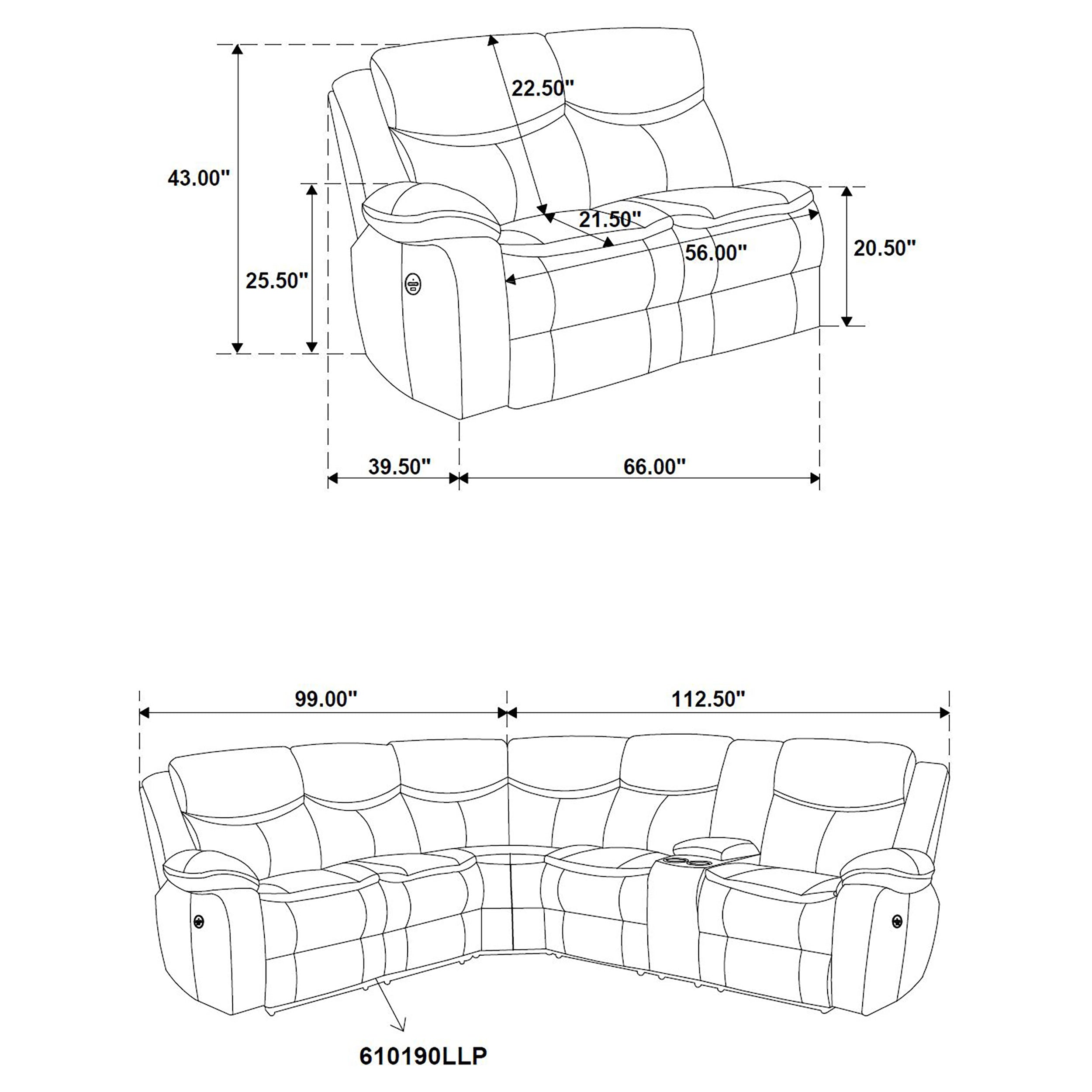 Sycamore Upholstered Power Reclining Sectional Sofa Brown - MyWaynesHome #