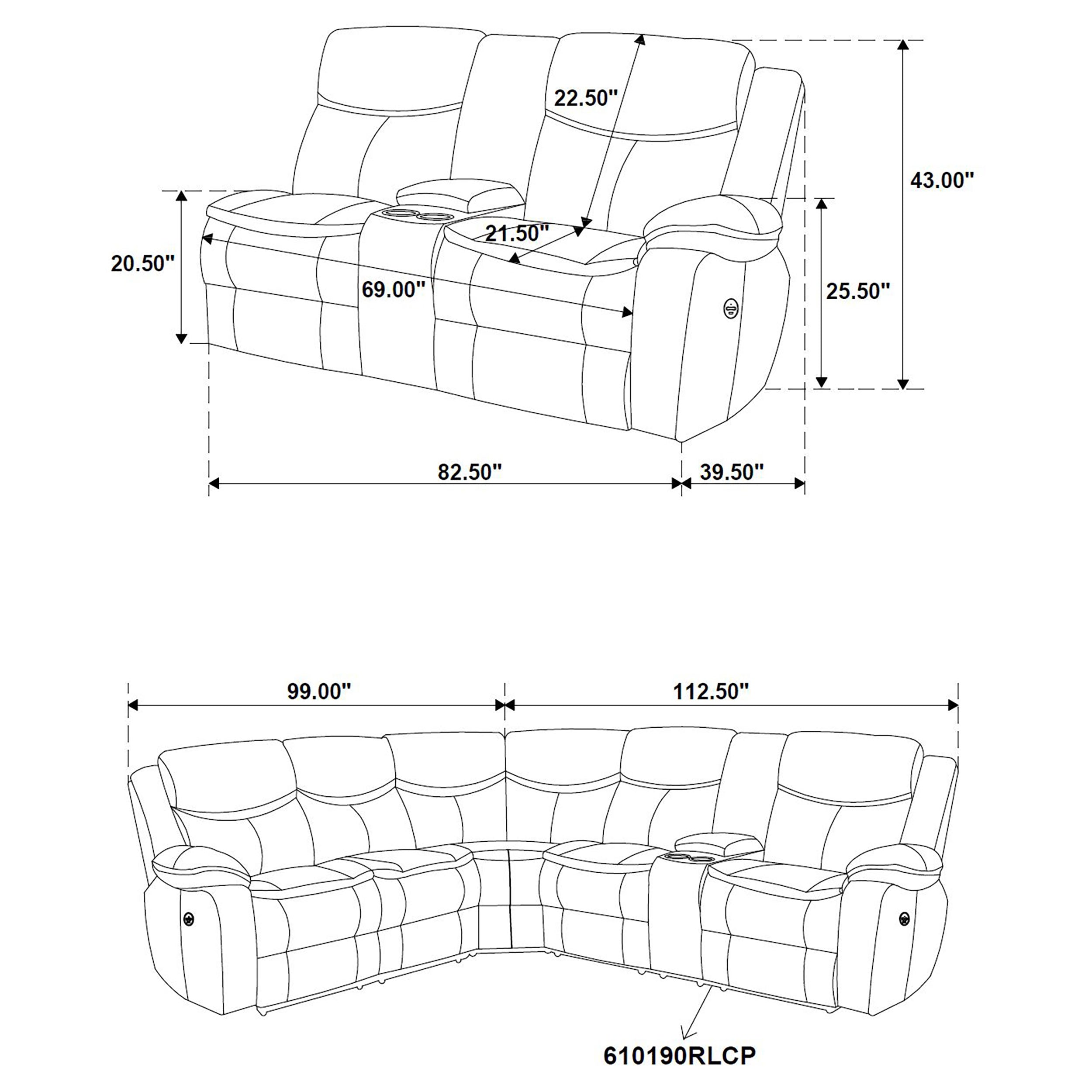 Sycamore Upholstered Power Reclining Sectional Sofa Brown - MyWaynesHome #