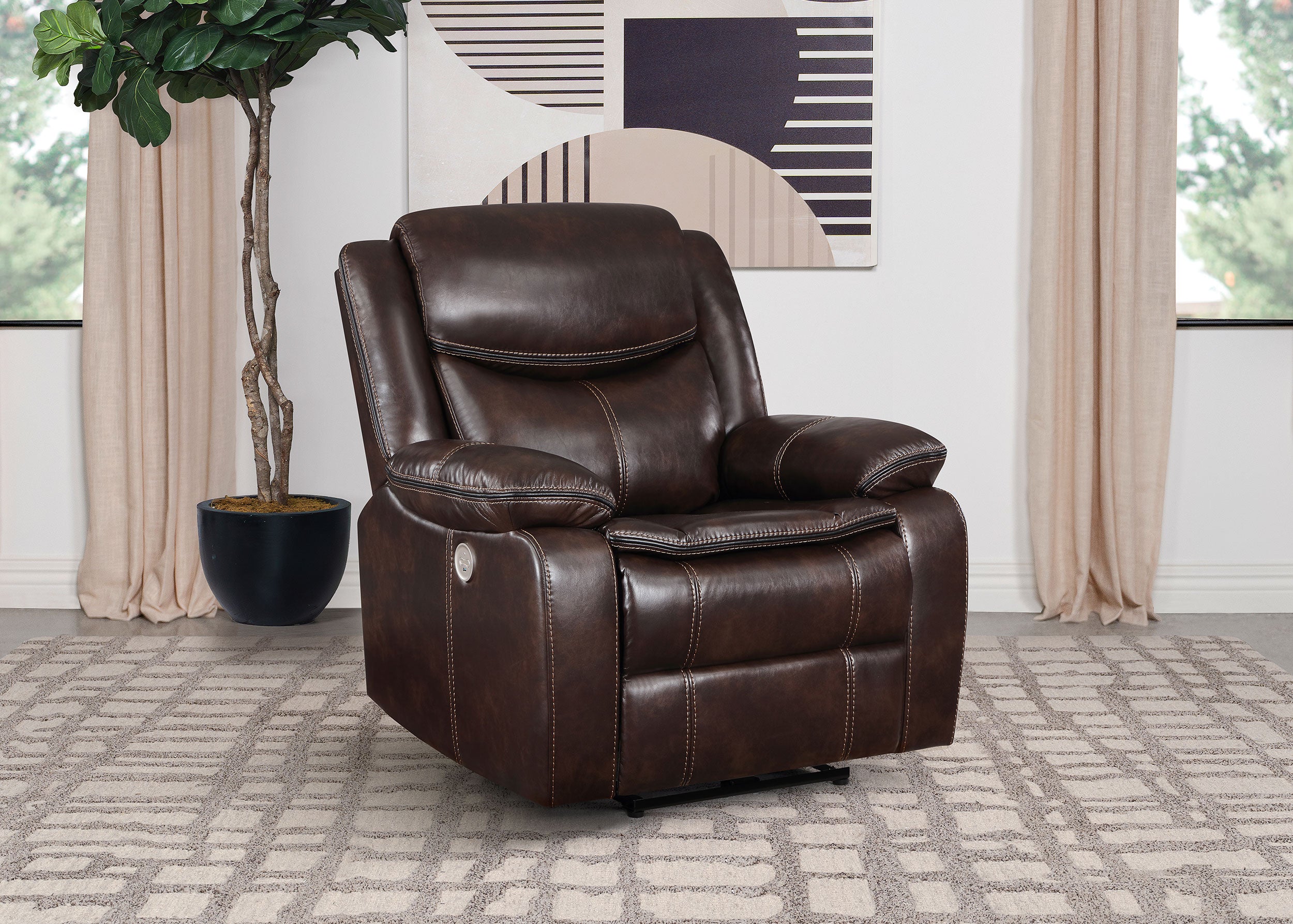Sycamore Upholstered Power Recliner Chair Dark Brown - MyWaynesHome #