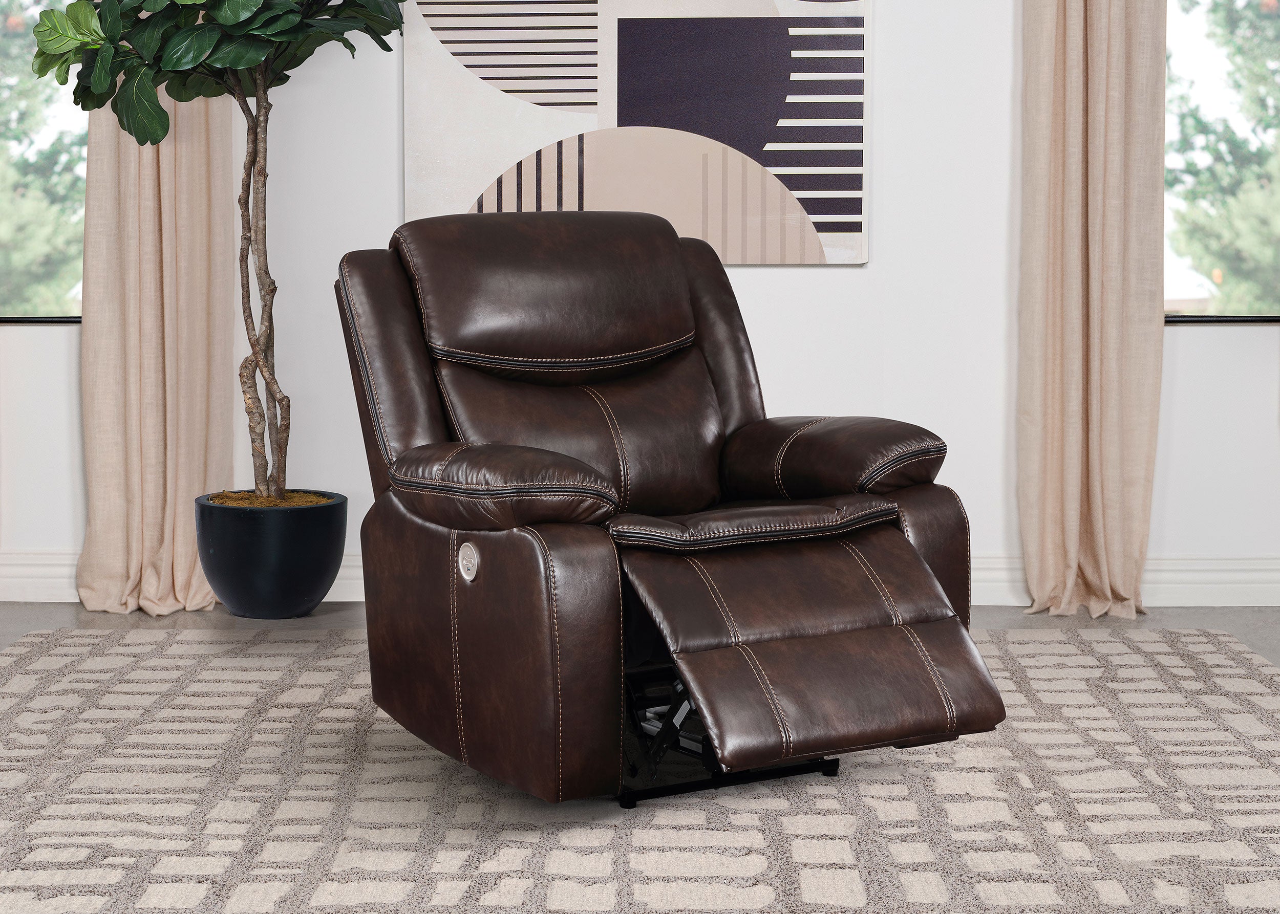 Sycamore Upholstered Power Recliner Chair Dark Brown - MyWaynesHome #