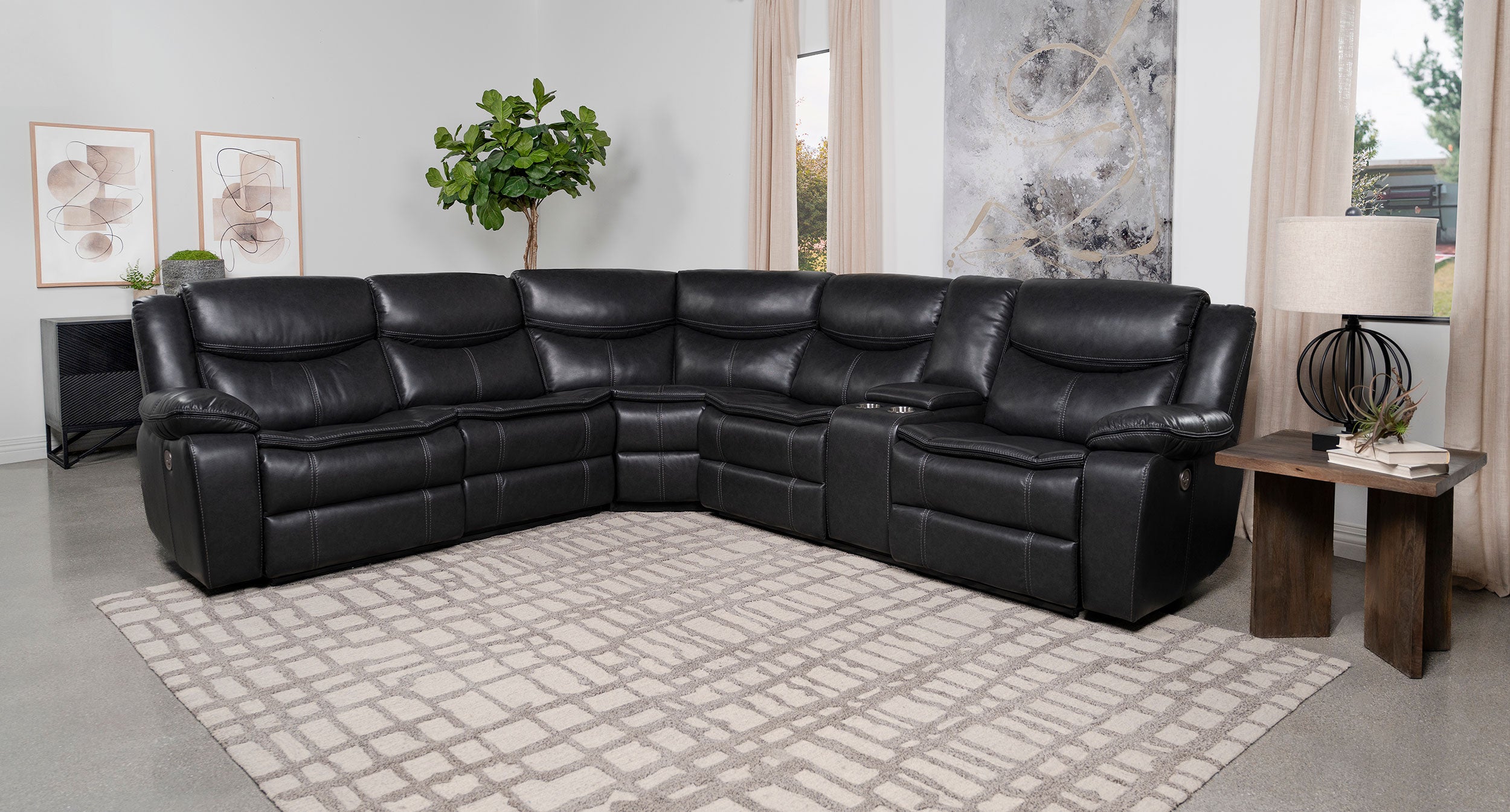 Sycamore Upholstered Power Reclining Sectional Sofa Grey - MyWaynesHome #