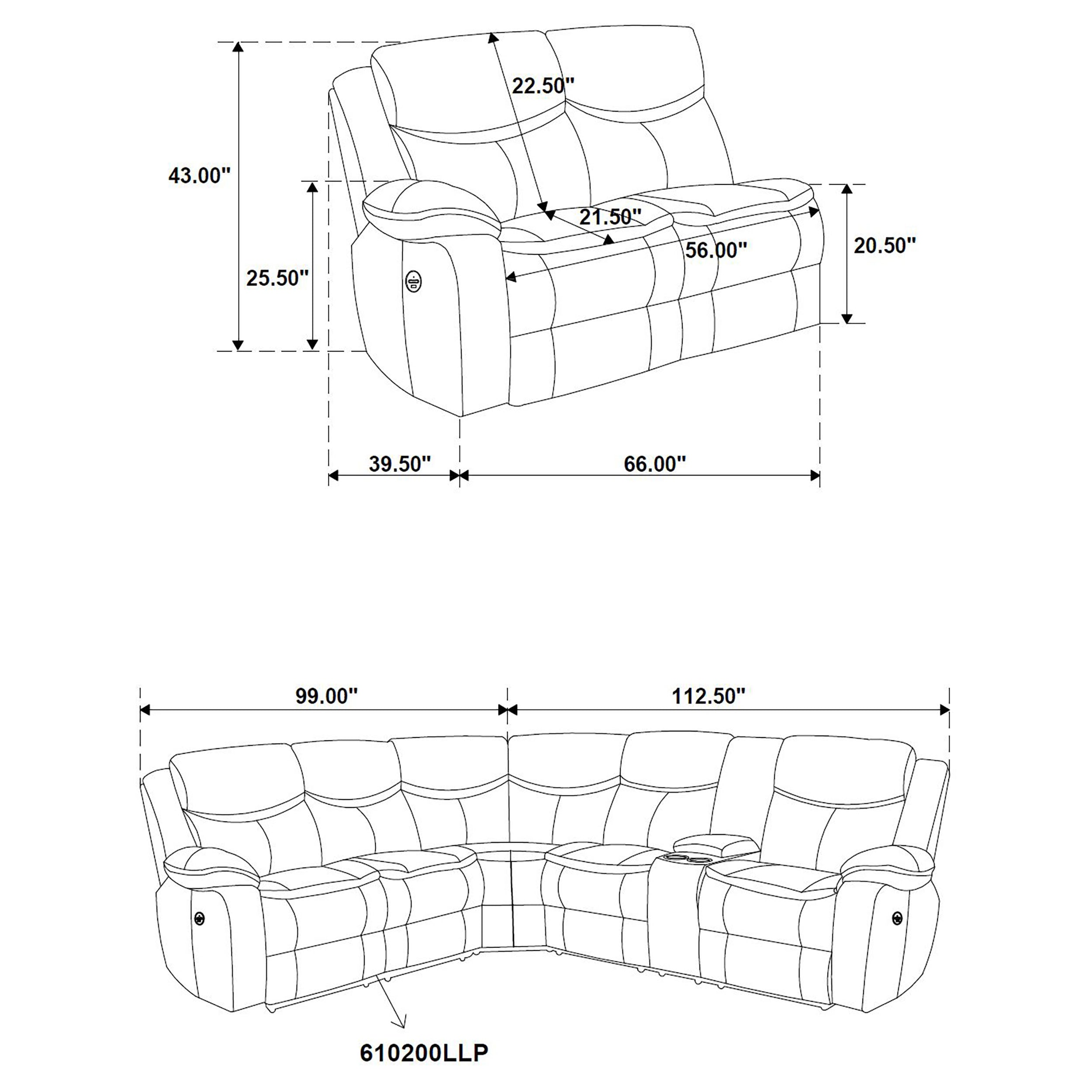 Sycamore Upholstered Power Reclining Sectional Sofa Grey - MyWaynesHome #