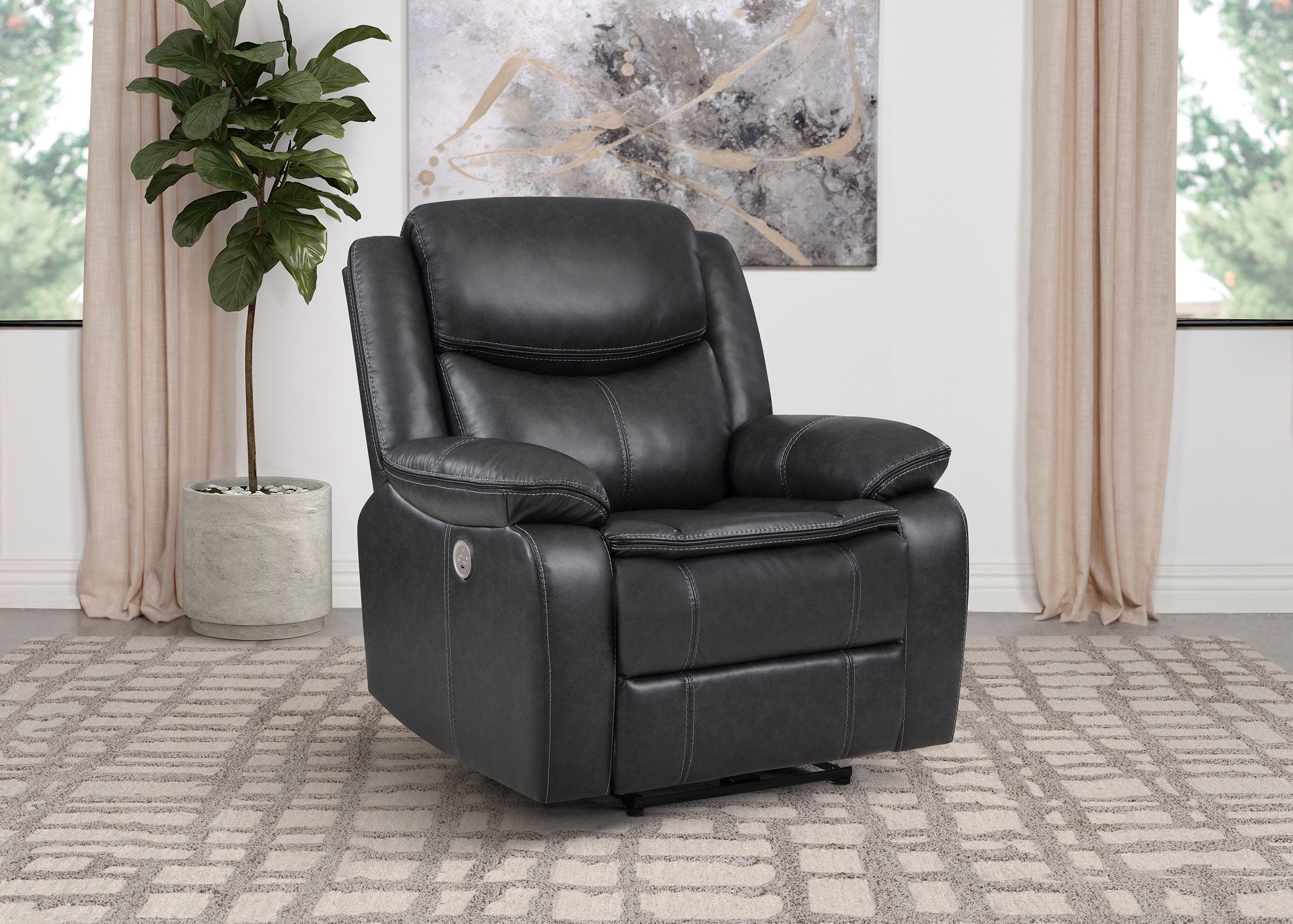 Sycamore Upholstered Power Recliner Chair Dark Grey - MyWaynesHome #