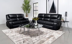 Camila 2-piece Upholstered Motion Reclining Sofa Set Black - MyWaynesHome #