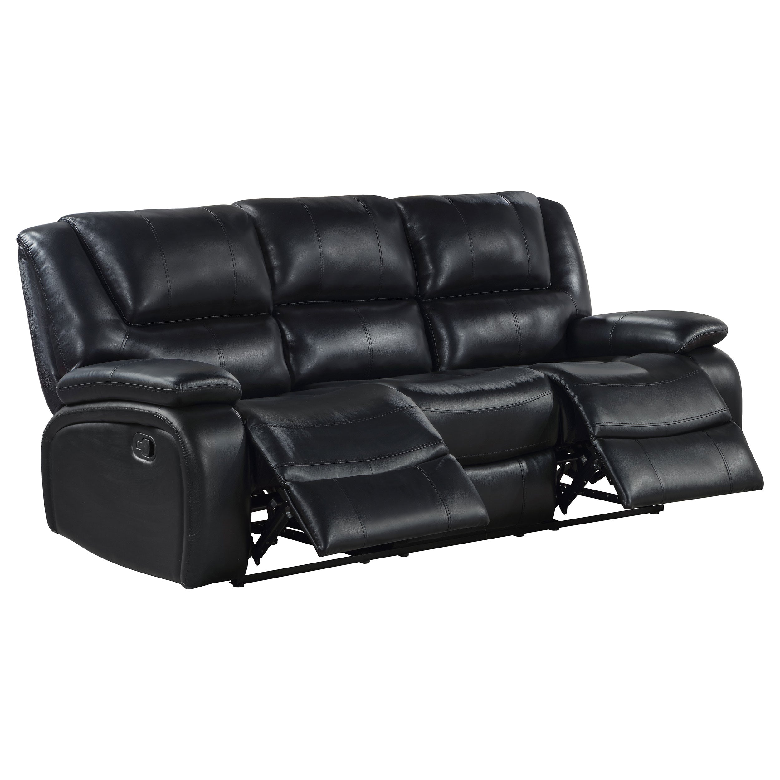 Camila 2-piece Upholstered Motion Reclining Sofa Set Black - MyWaynesHome #