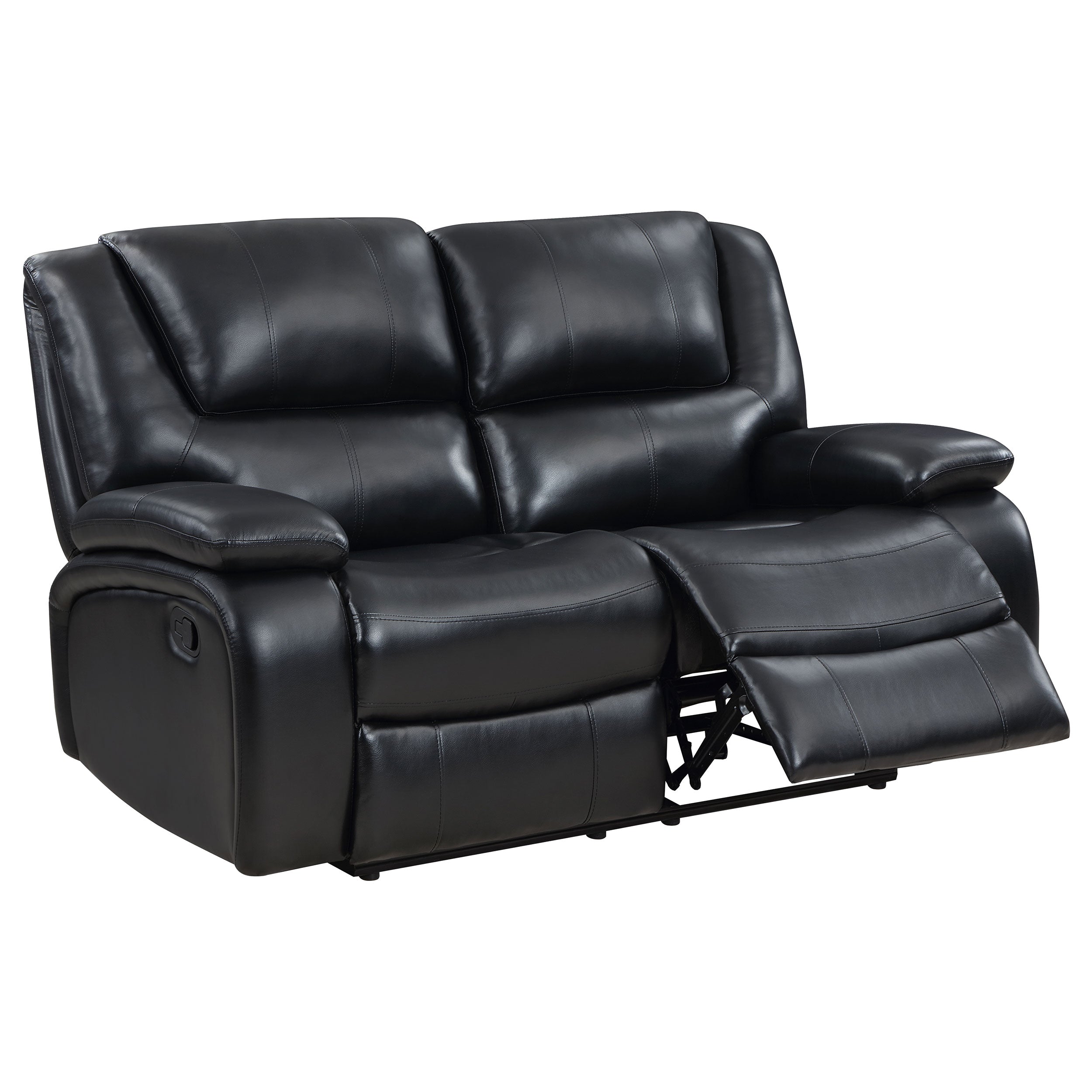 Camila 2-piece Upholstered Motion Reclining Sofa Set Black - MyWaynesHome #