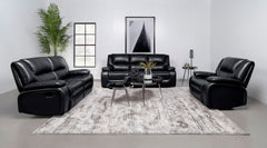 Camila 3-piece Upholstered Motion Reclining Sofa Set Black - MyWaynesHome #