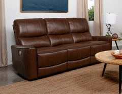 Greenfield Upholstered Power Reclining Sofa Saddle Brown - MyWaynesHome #