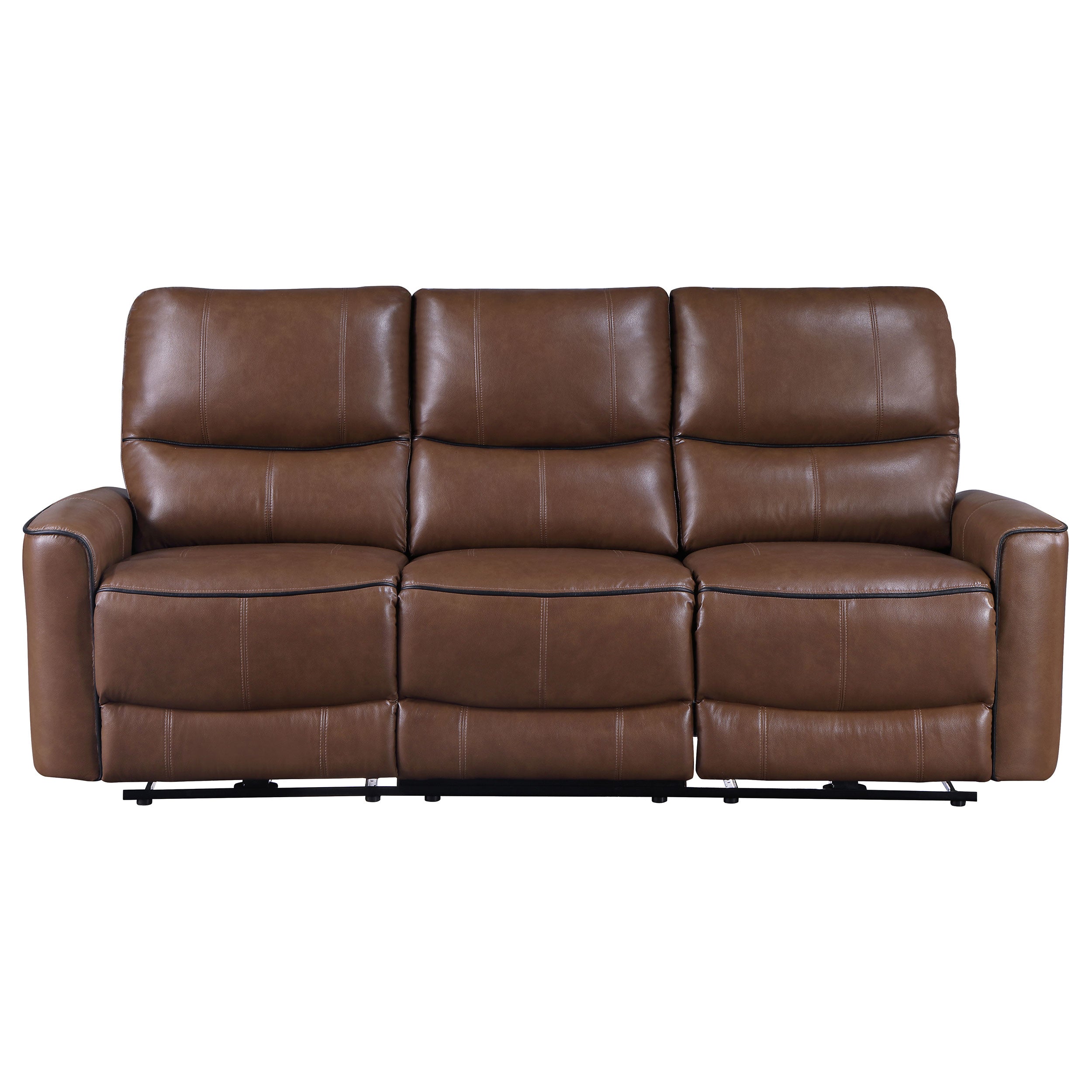 Greenfield Upholstered Power Reclining Sofa Saddle Brown - MyWaynesHome #