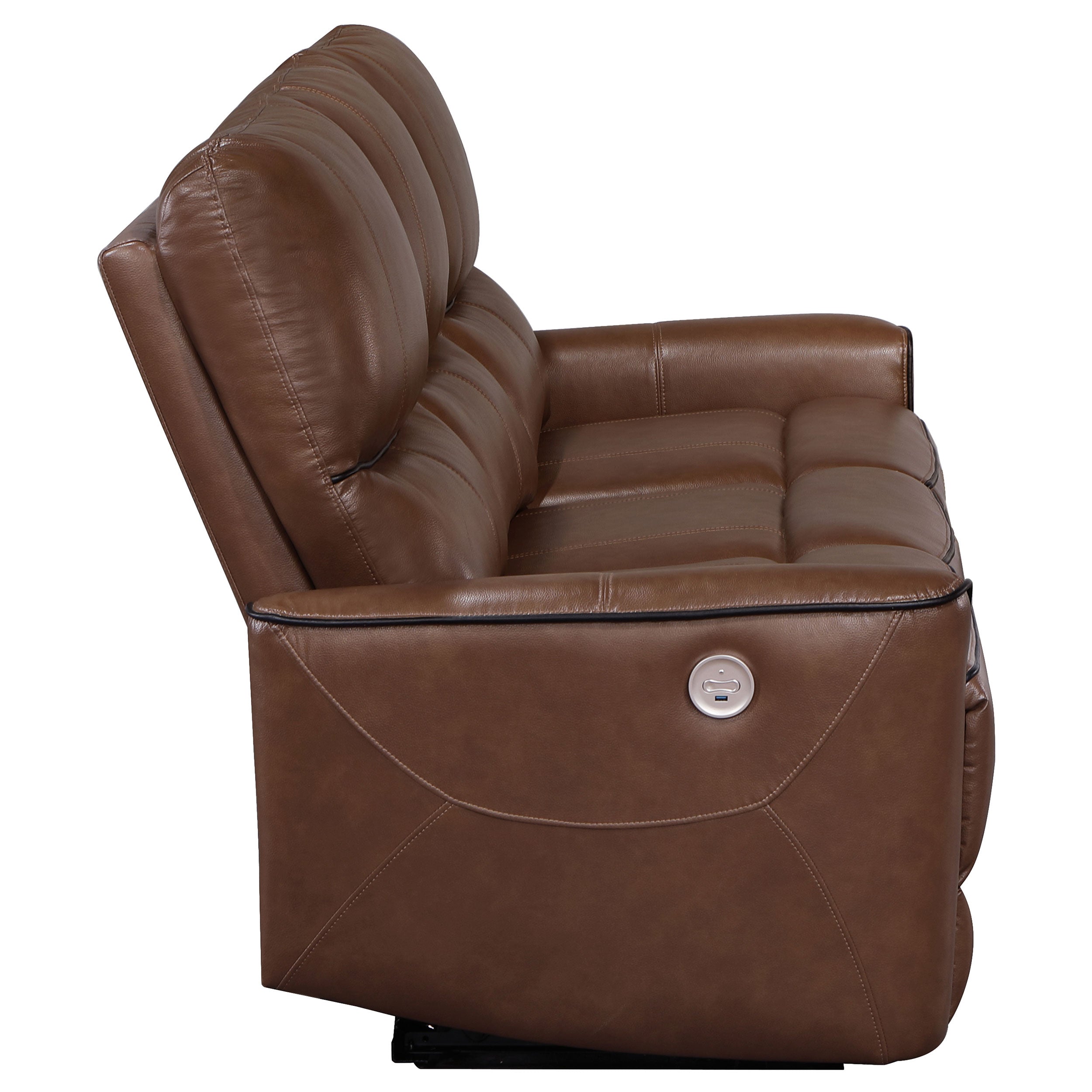 Greenfield Upholstered Power Reclining Sofa Saddle Brown - MyWaynesHome #