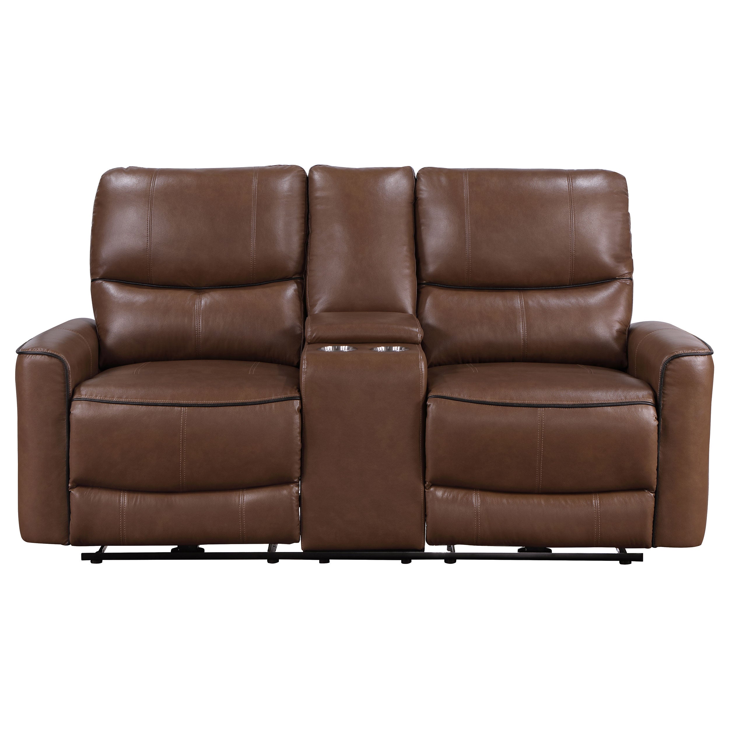 Greenfield Upholstered Power Reclining Loveseat Saddle Brown - MyWaynesHome #