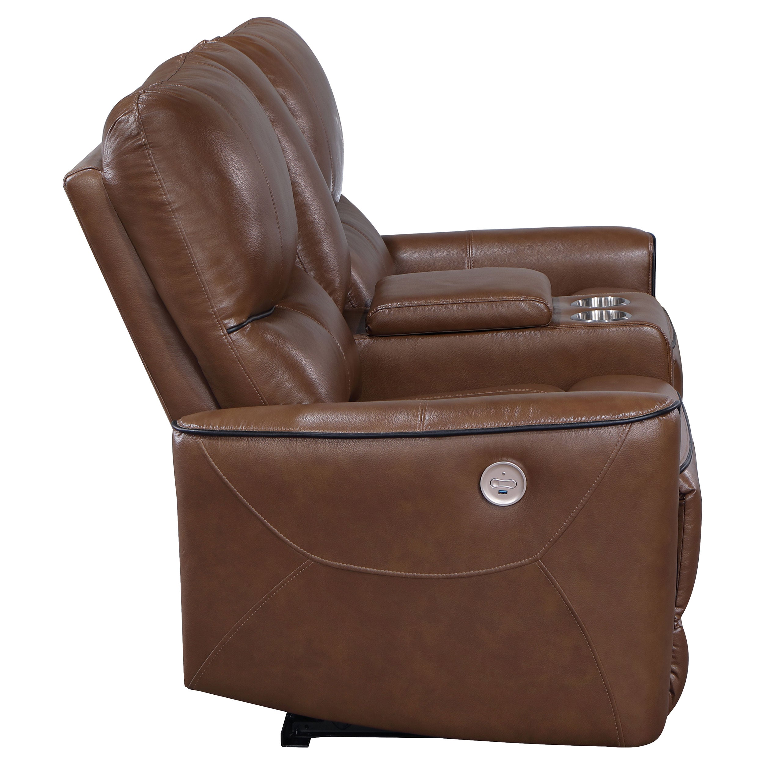 Greenfield Upholstered Power Reclining Loveseat Saddle Brown - MyWaynesHome #