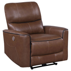Greenfield Upholstered Power Recliner Chair Saddle Brown - MyWaynesHome #