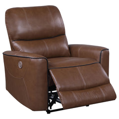Greenfield Upholstered Power Recliner Chair Saddle Brown - MyWaynesHome #