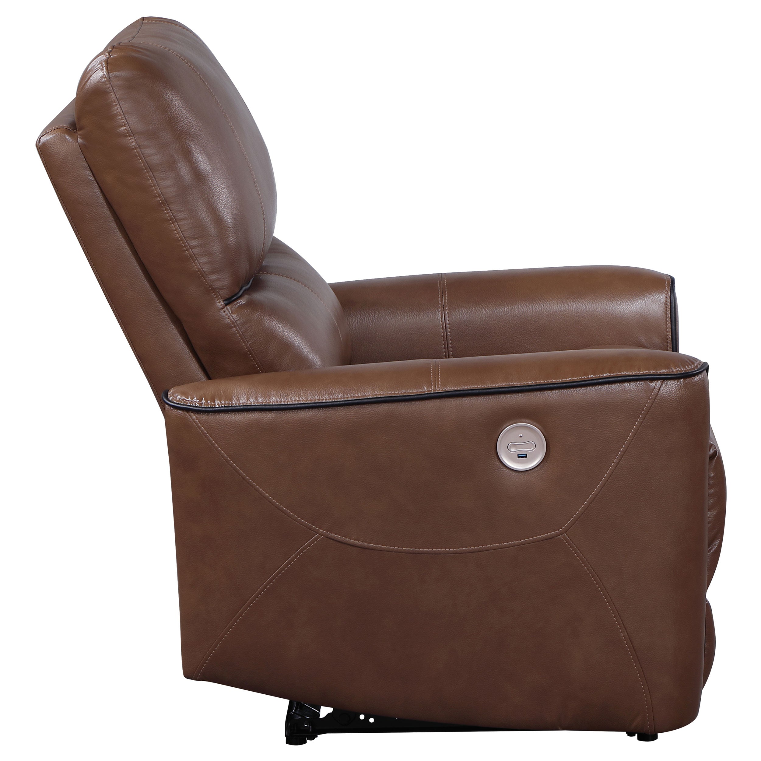 Greenfield Upholstered Power Recliner Chair Saddle Brown - MyWaynesHome #