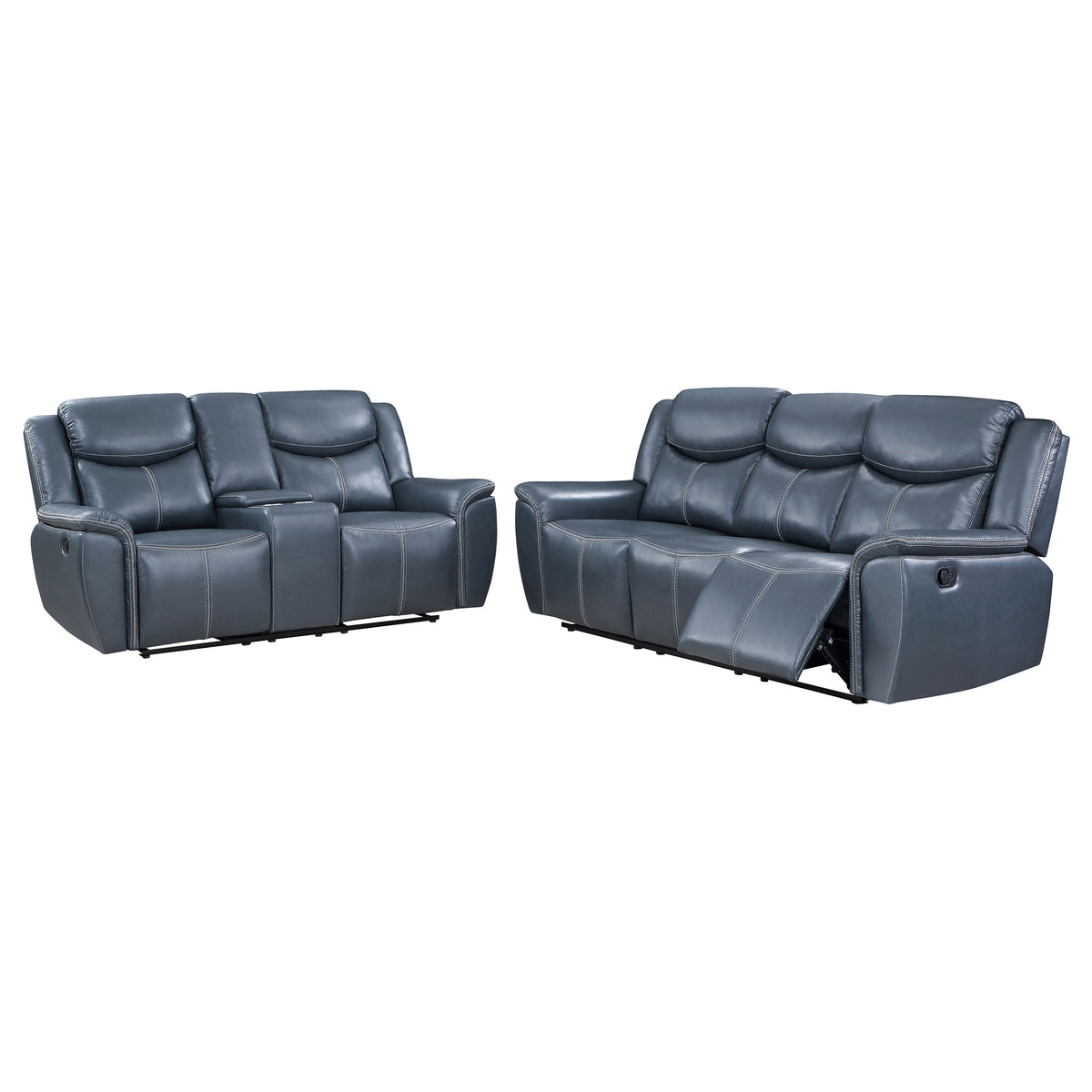 Sloane 2-piece Upholstered Reclining Sofa Set Blue - MyWaynesHome #