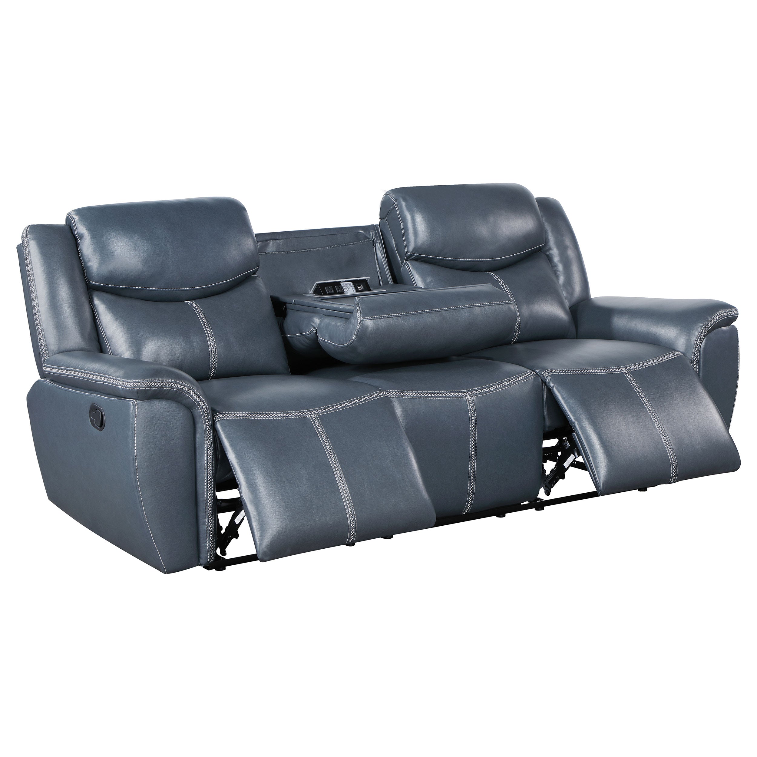 Sloane 2-piece Upholstered Reclining Sofa Set Blue - MyWaynesHome #