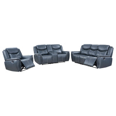 Sloane 3-piece Upholstered Reclining Sofa Set Blue - MyWaynesHome #