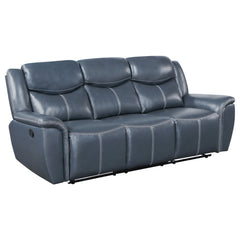 Sloane Upholstered Padded Arm Reclining Sofa Blue - MyWaynesHome #