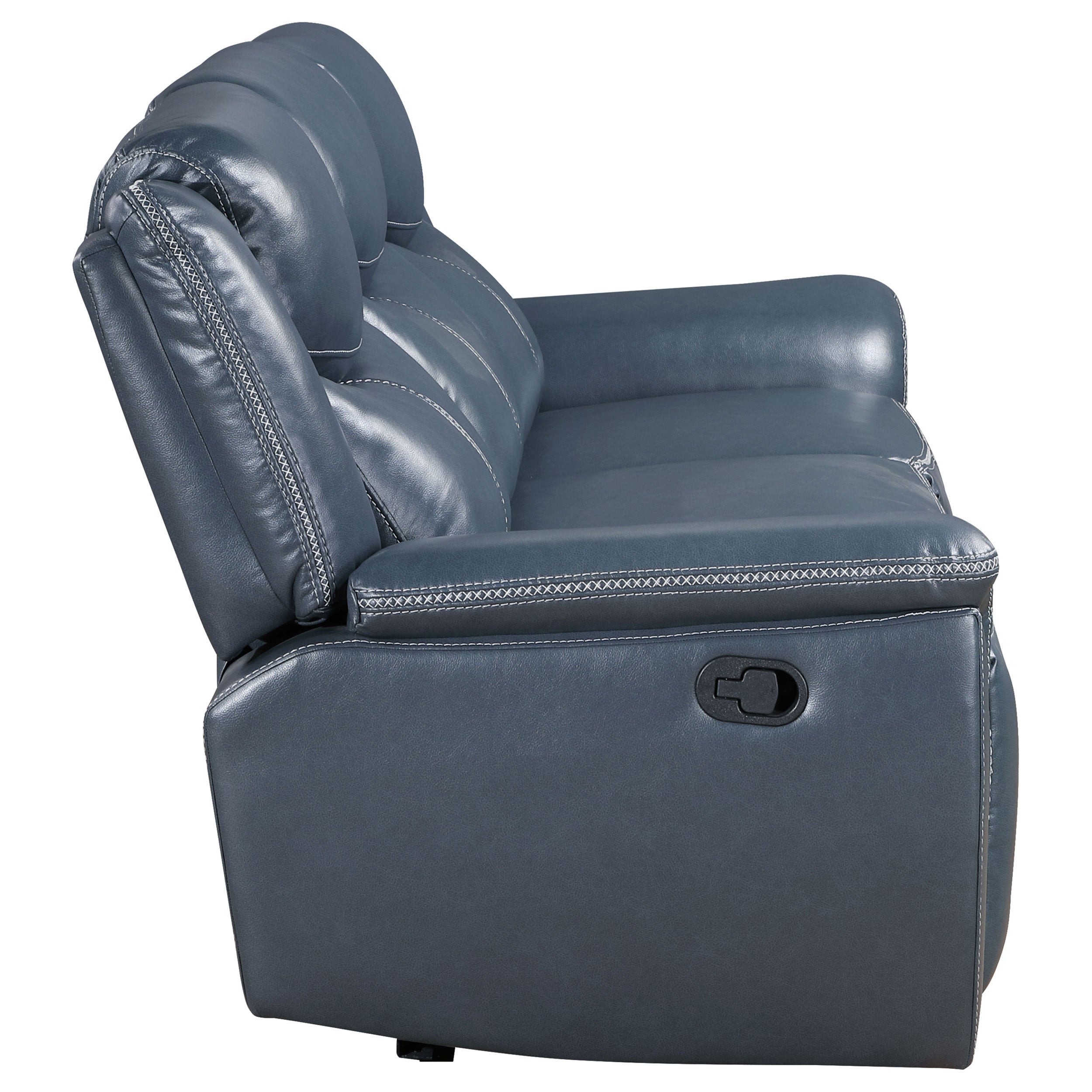 Sloane Upholstered Padded Arm Reclining Sofa Blue - MyWaynesHome #