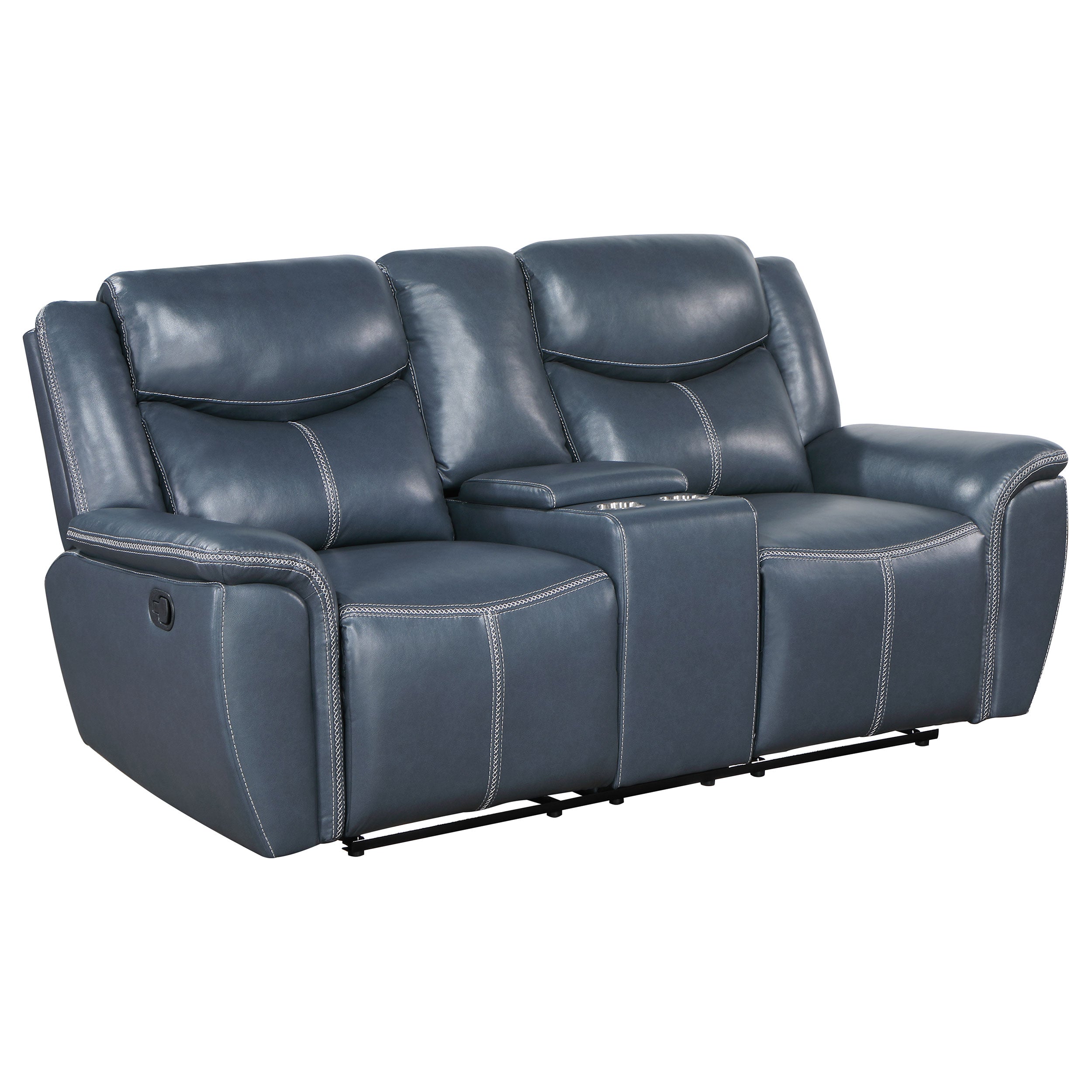 Sloane Upholstered Padded Arm Reclining Loveseat Blue - MyWaynesHome #