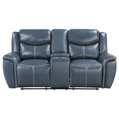 Sloane Upholstered Padded Arm Reclining Loveseat Blue - MyWaynesHome #