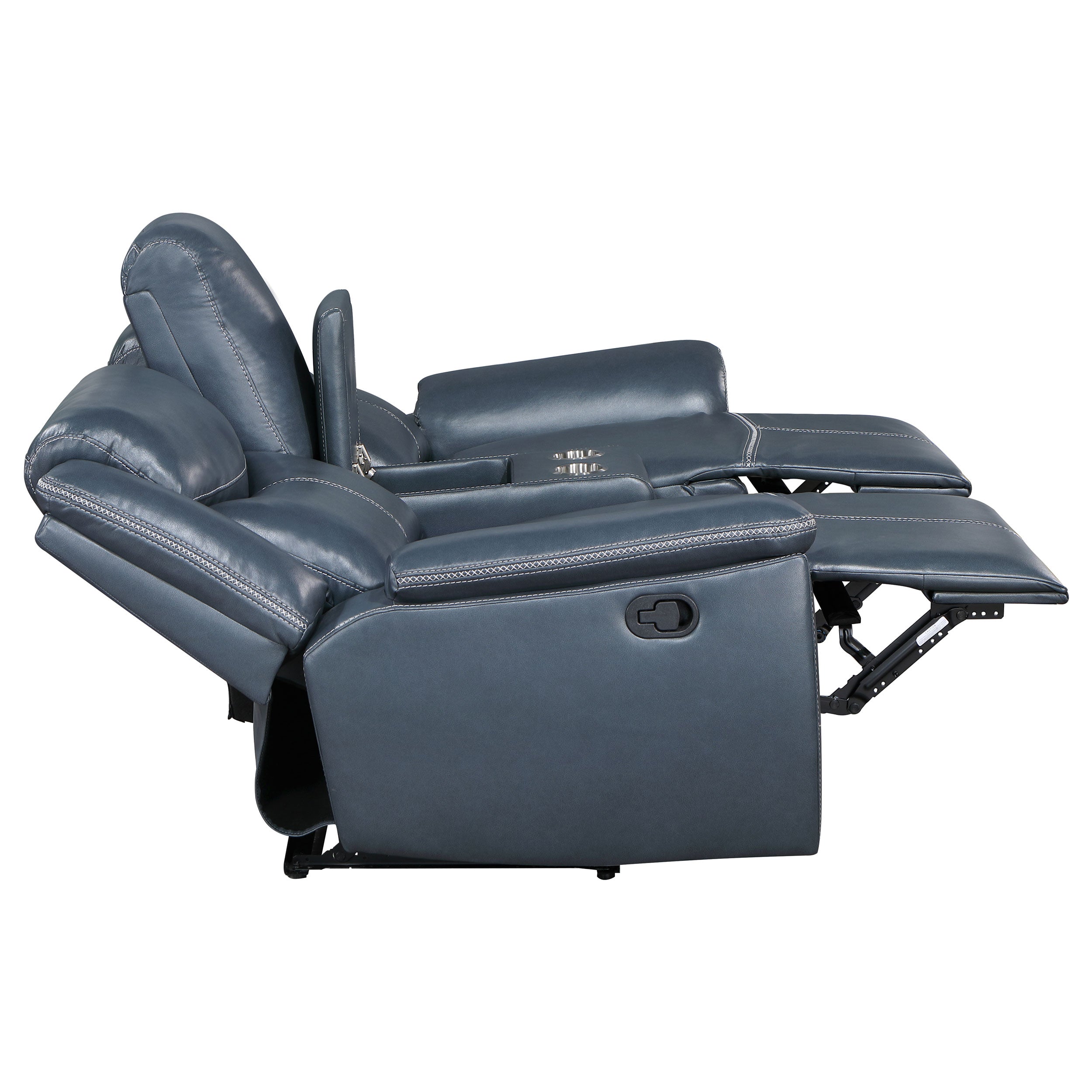 Sloane Upholstered Padded Arm Reclining Loveseat Blue - MyWaynesHome #