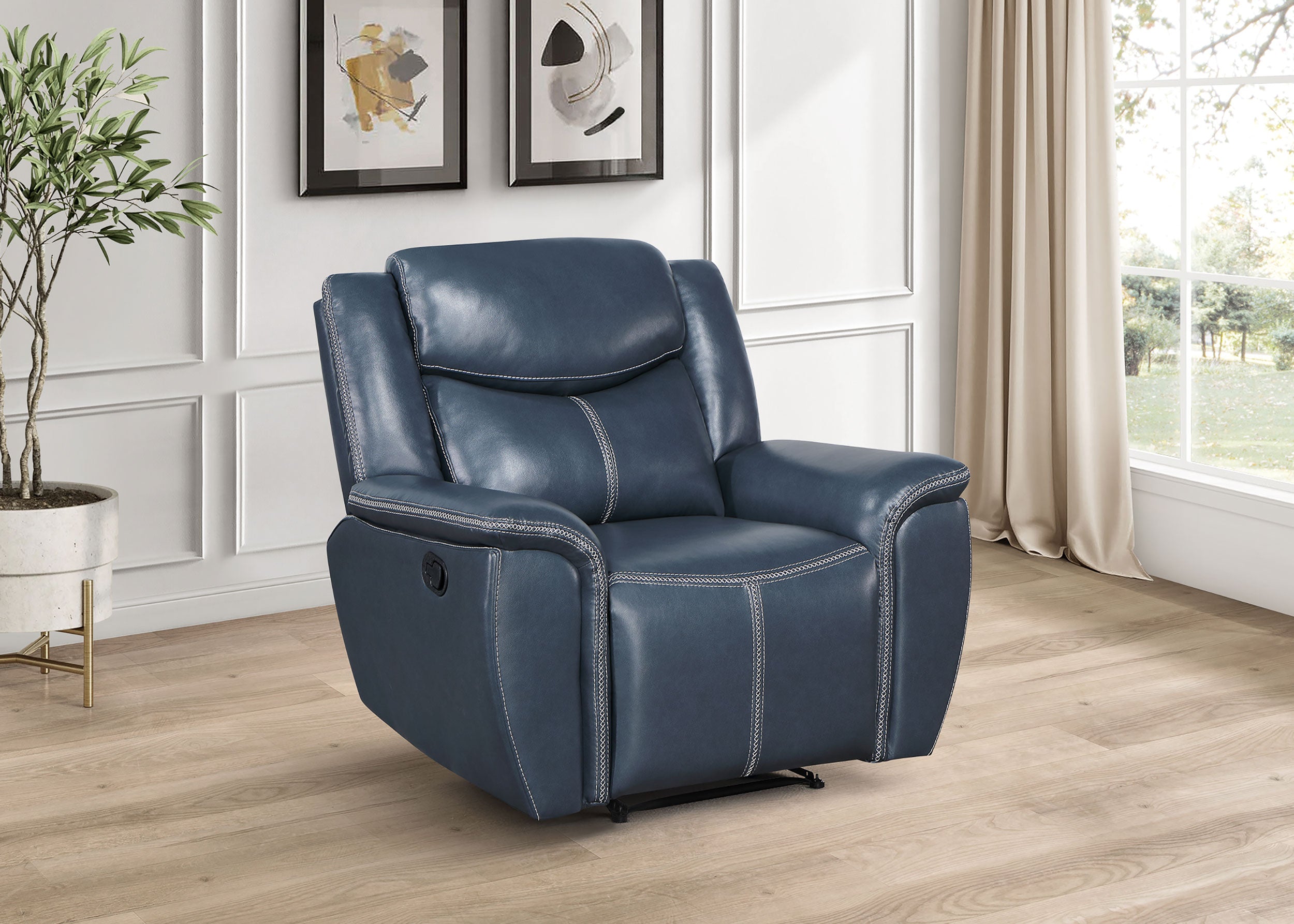 Sloane Upholstered Padded Arm Recliner Chair Blue - MyWaynesHome #
