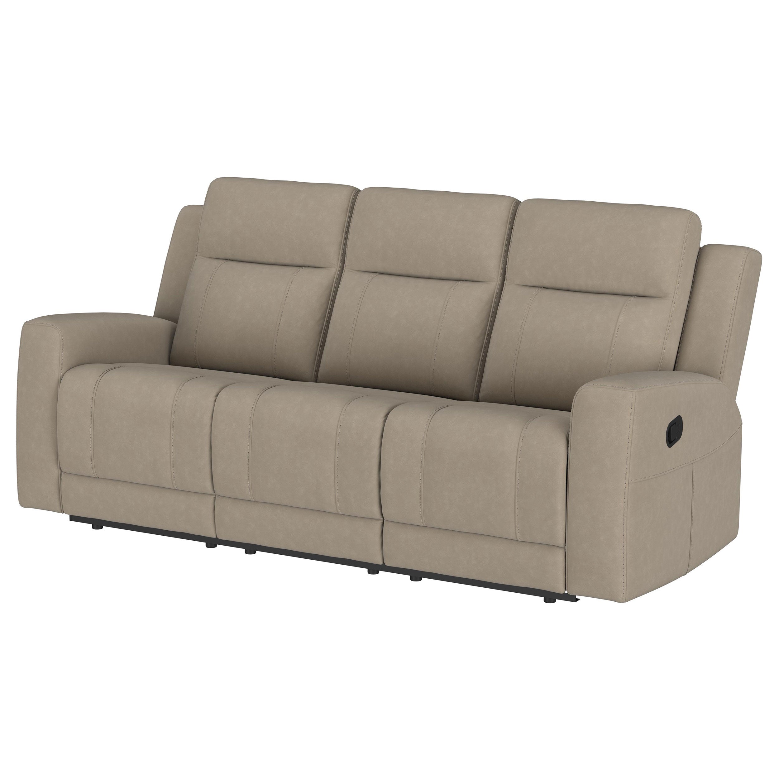Brentwood Upholstered Motion Reclining Sofa Taupe - MyWaynesHome #