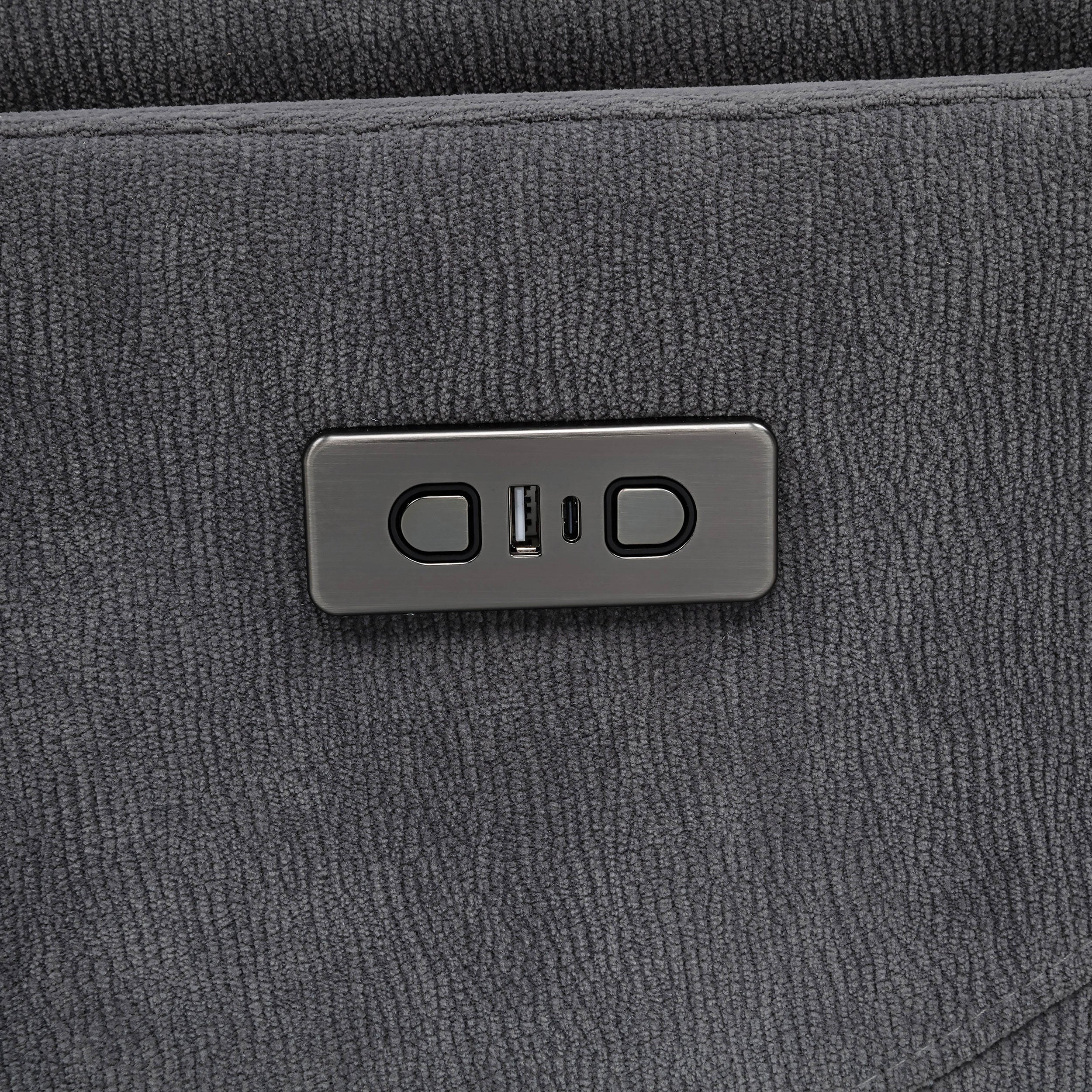 Adler Upholstered Power Swivel Glider Recliner Charcoal Grey