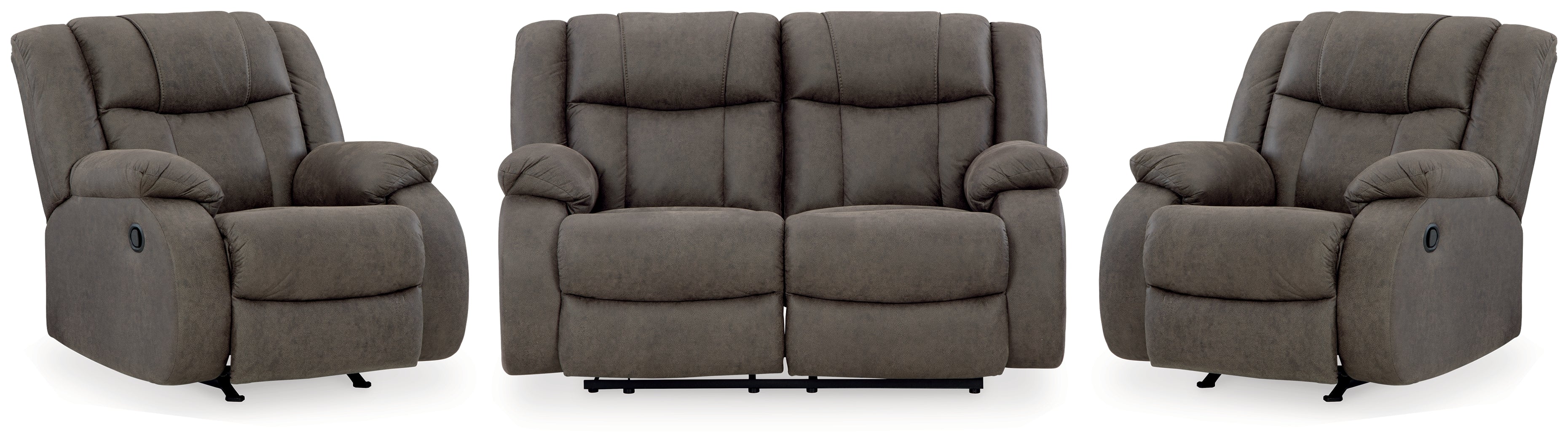 First Base Reclining Loveseat and 2 Recliners