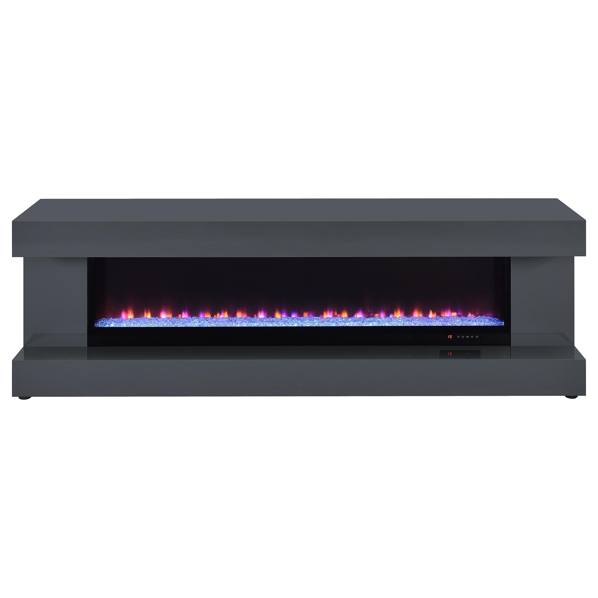 Mallory Tv Stand Fireplace Console Bluetooth Speaker Grey High Gloss