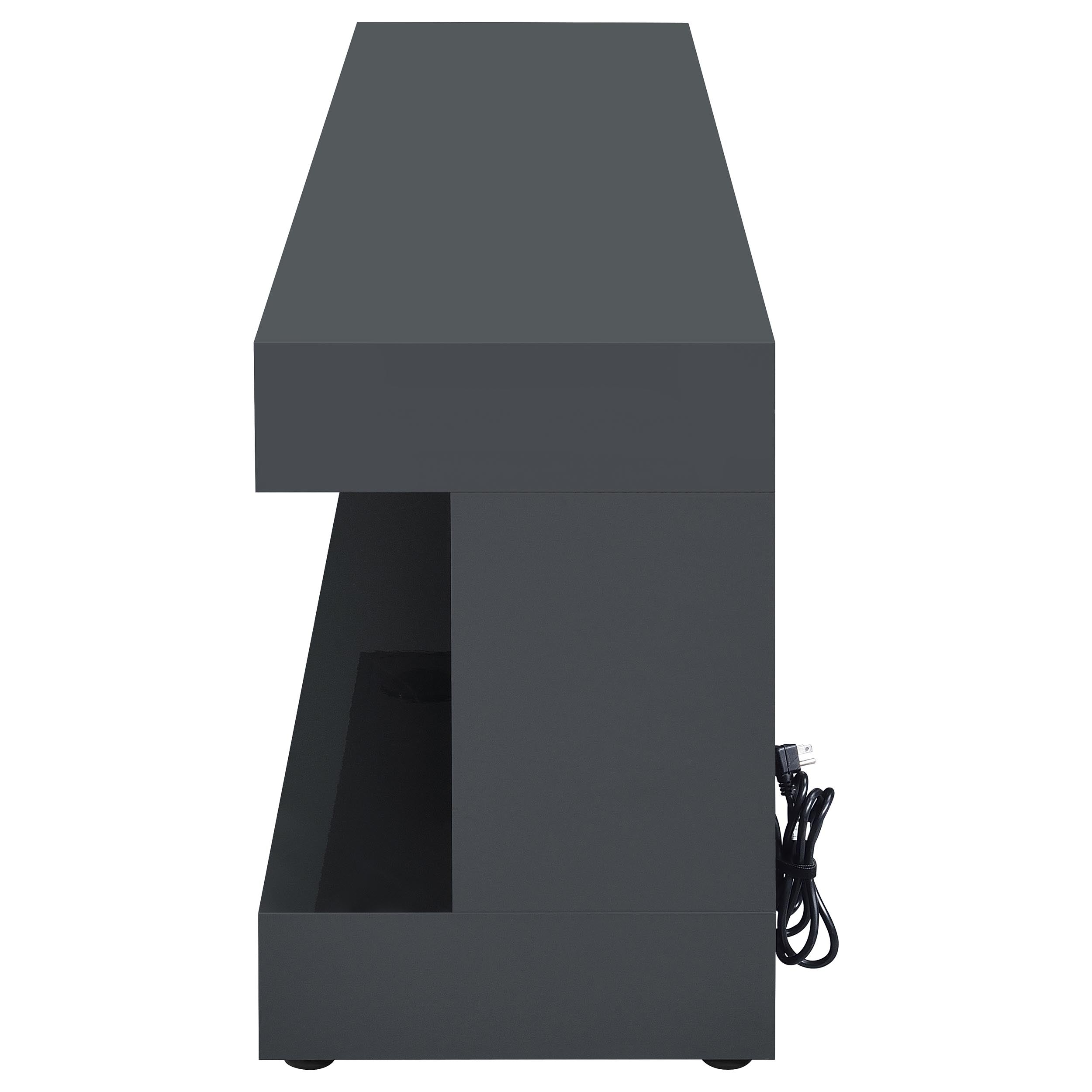Mallory Tv Stand Fireplace Console Bluetooth Speaker Grey High Gloss