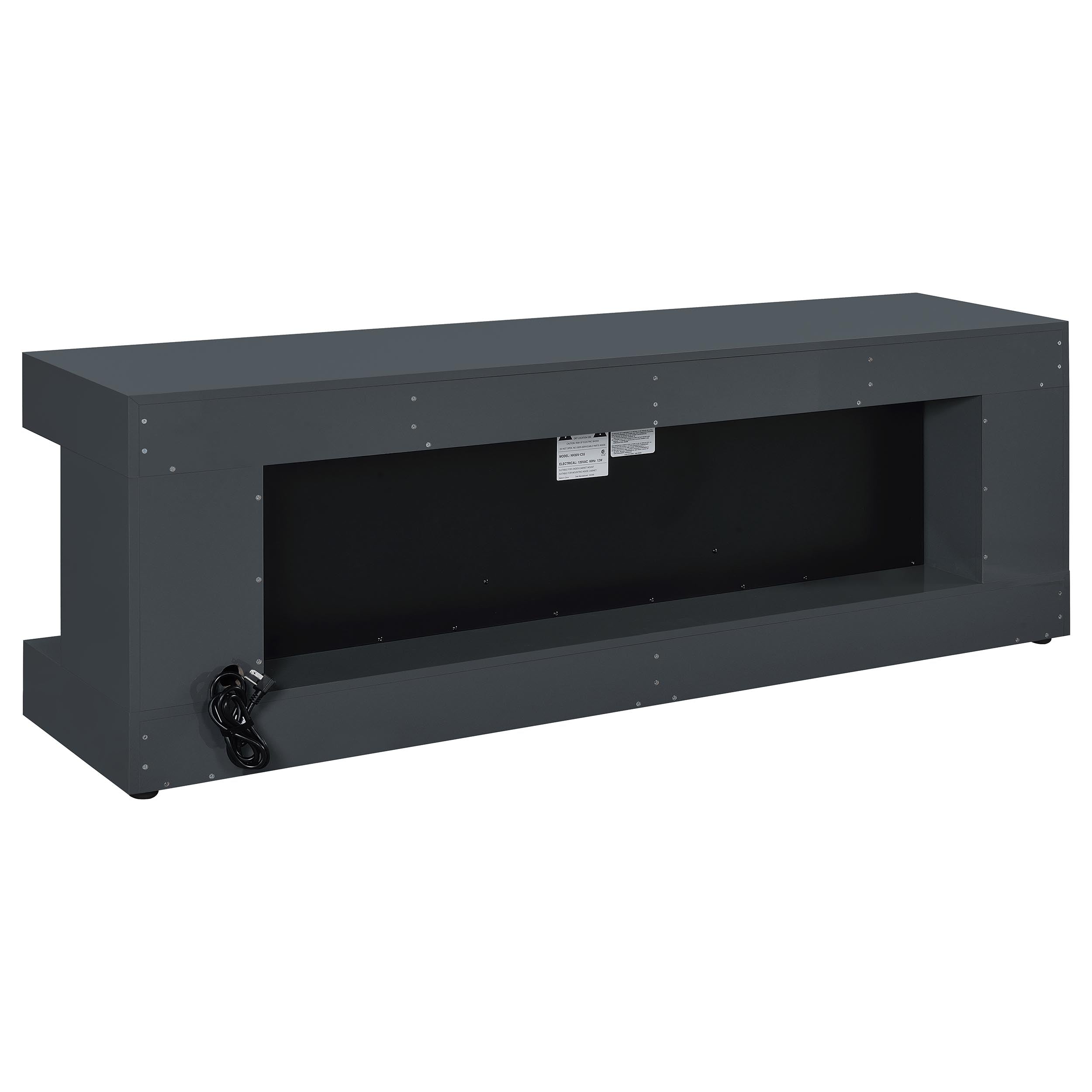 Mallory Tv Stand Fireplace Console Bluetooth Speaker Grey High Gloss