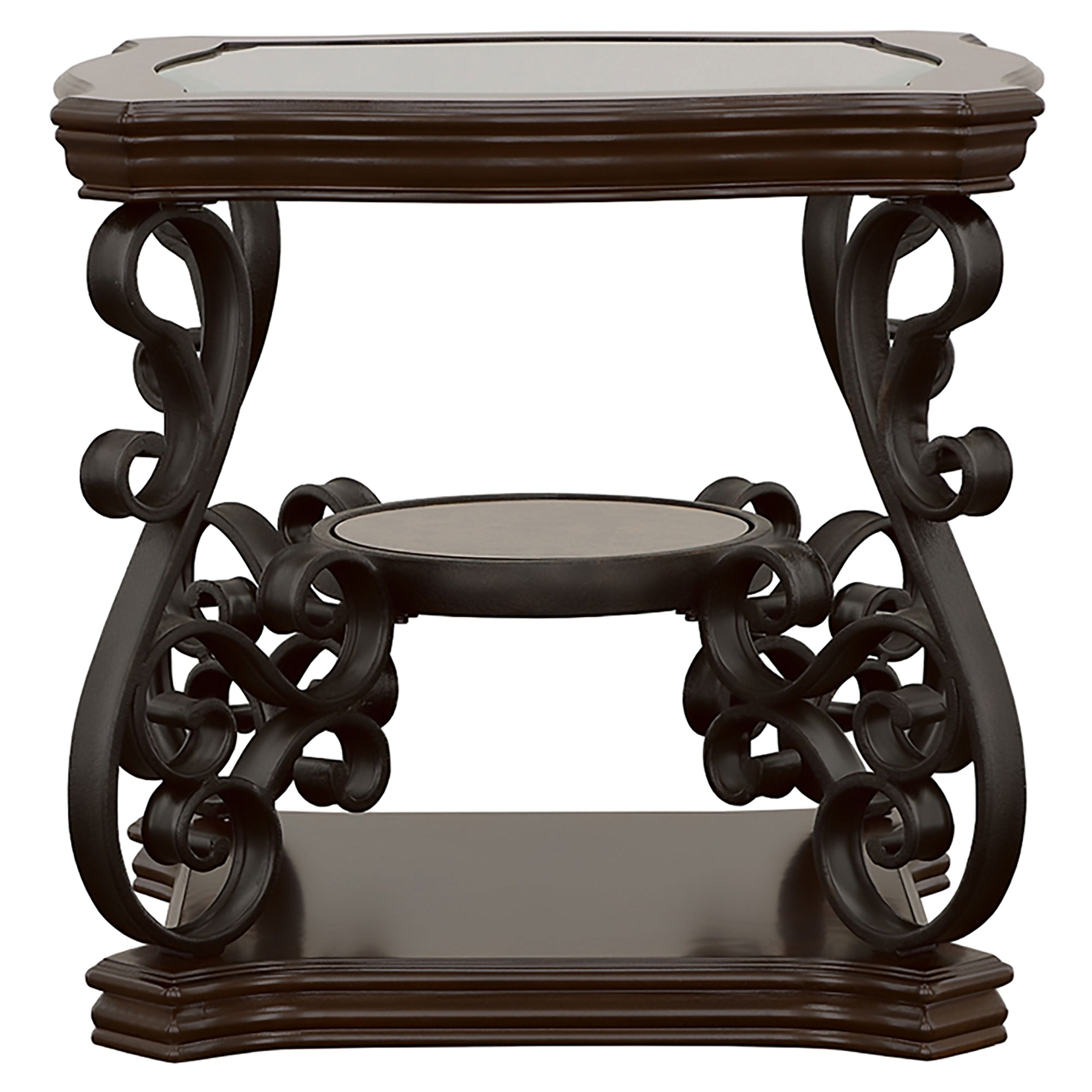 Laney 3-piece Glass Top Coffee And End Table Set Dark Merlot