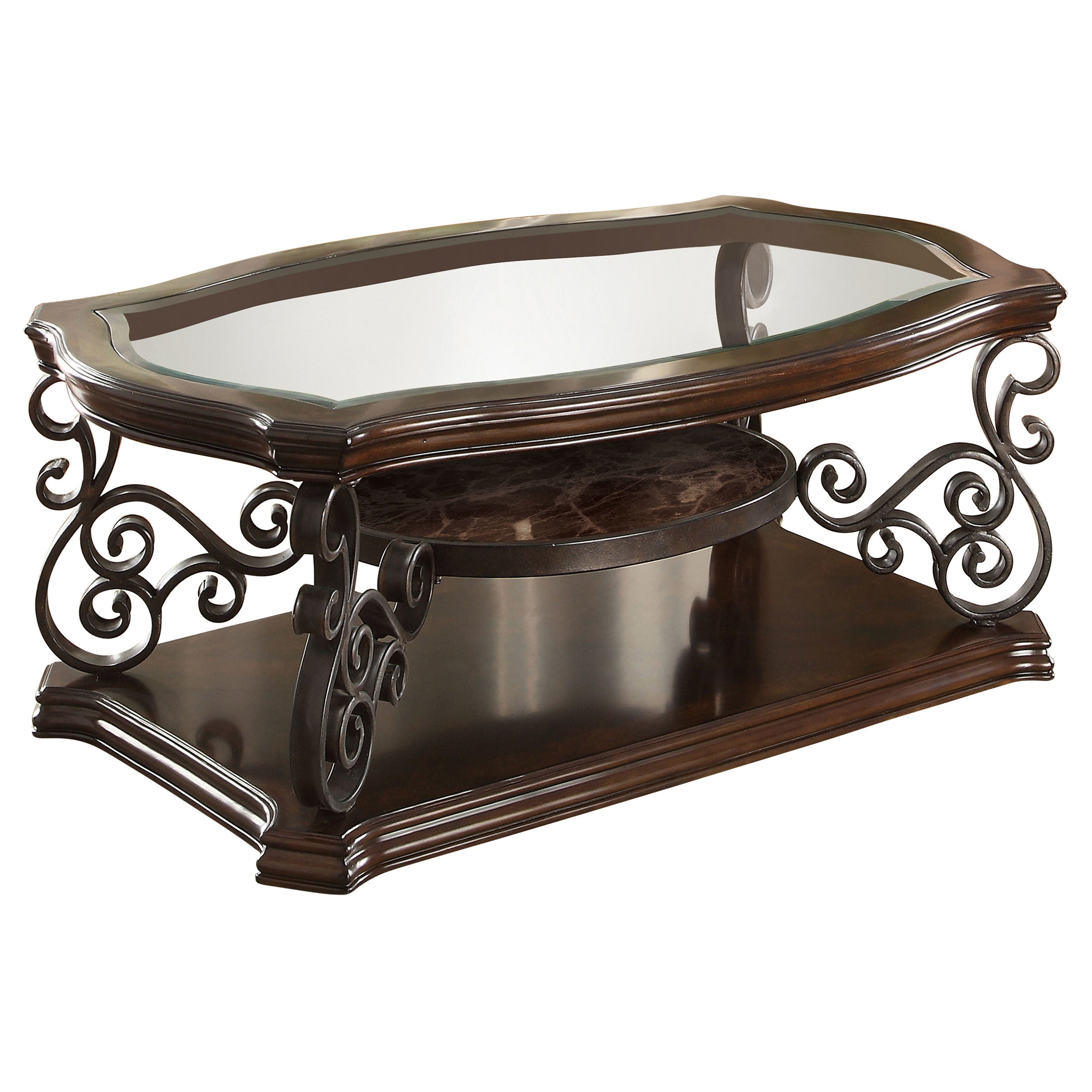 Laney 3-piece Glass Top Coffee And End Table Set Dark Merlot